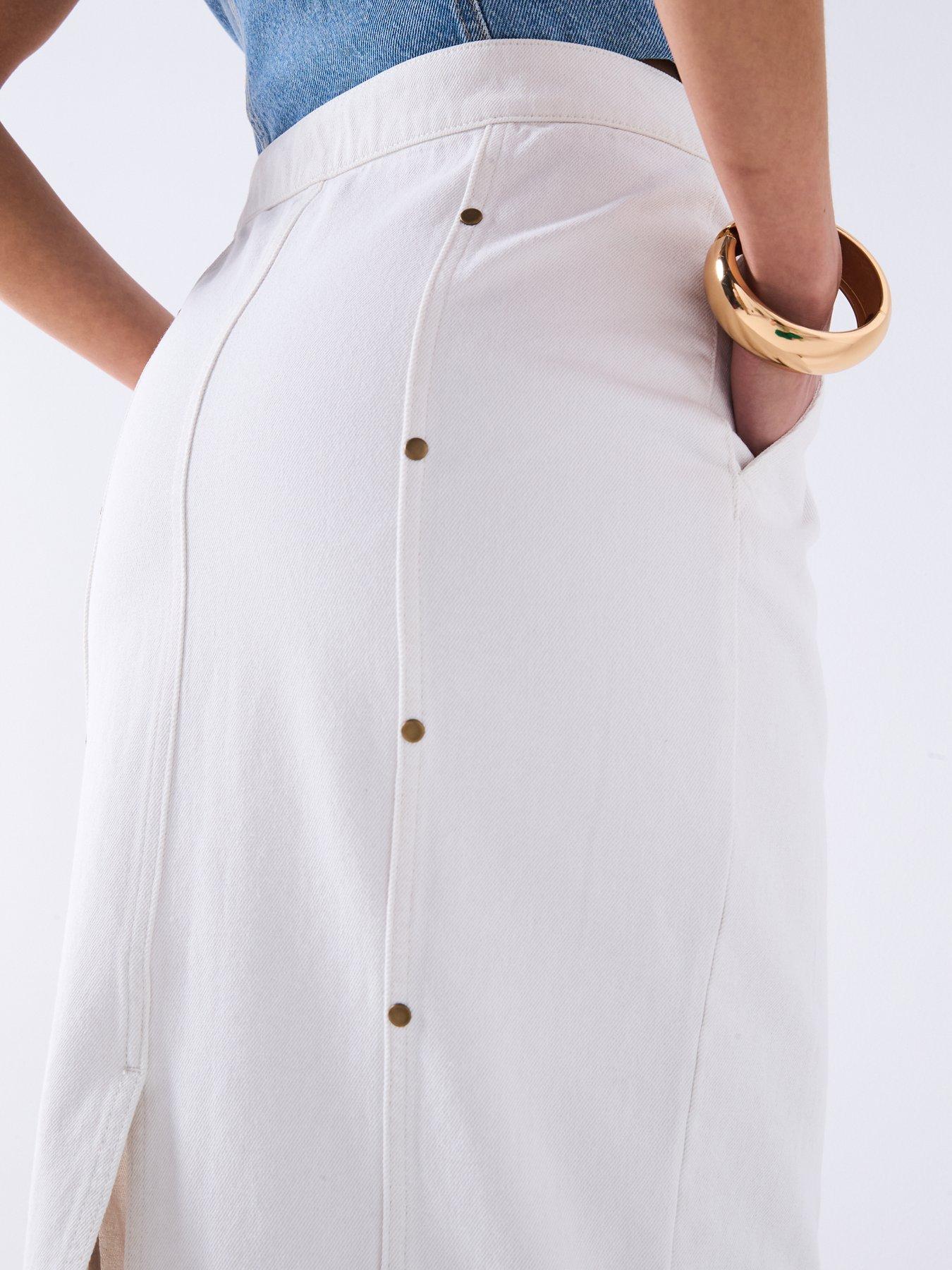 V-Cut Waist Midi Skirt