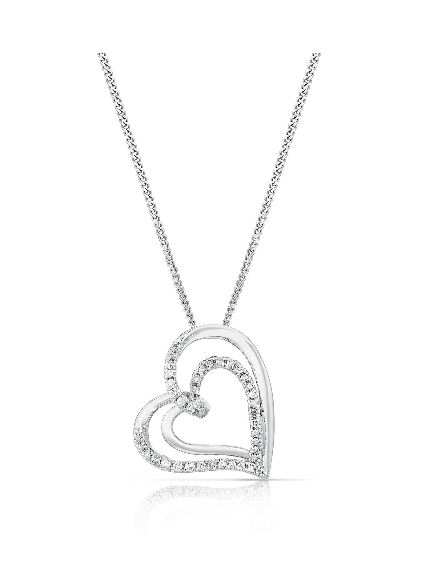  image of h-samuel-sterling-silver-010ct-diamond-swirl-heart-pendant-necklace