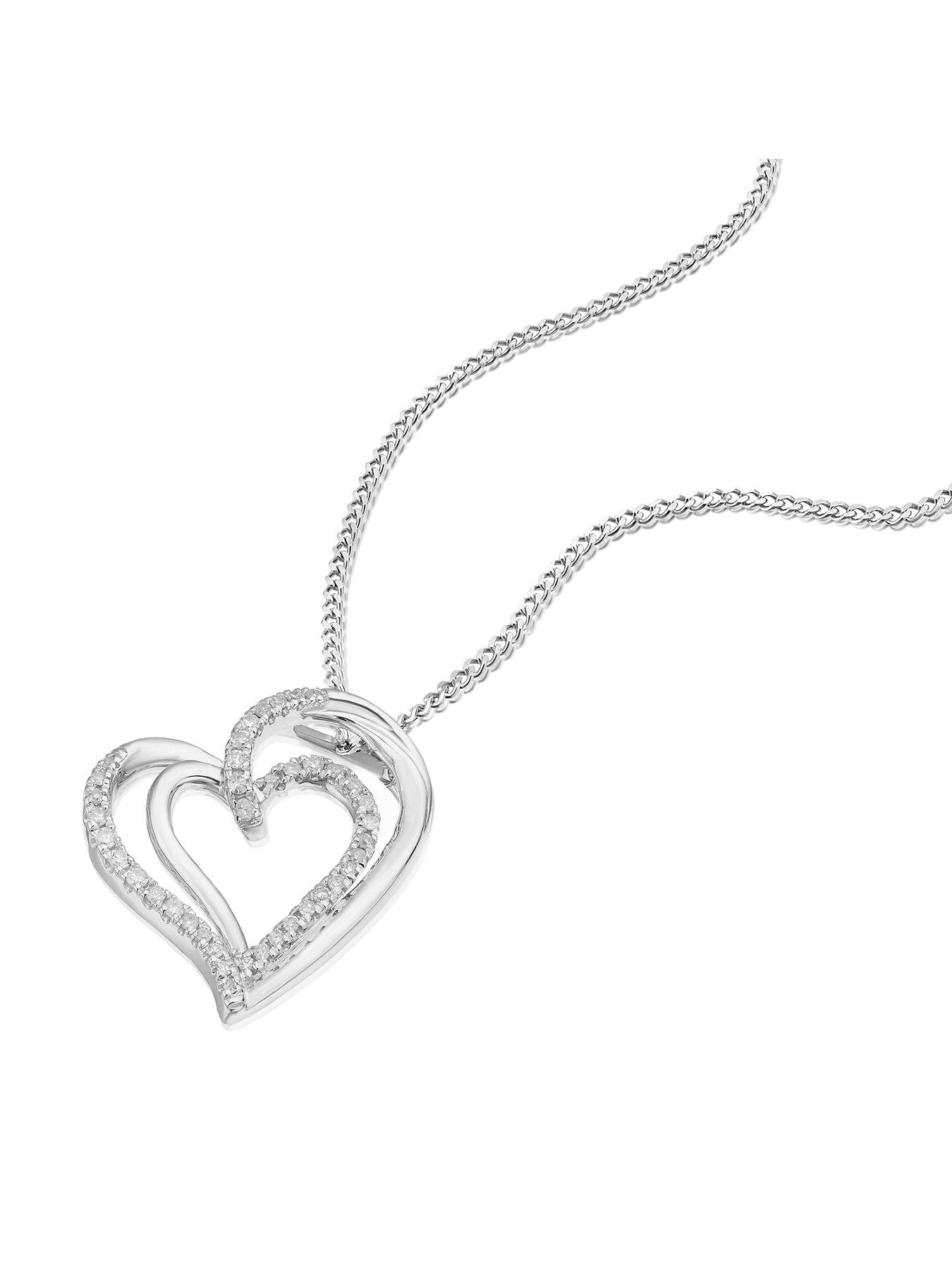  image of h-samuel-sterling-silver-010ct-diamond-swirl-heart-pendant-necklace