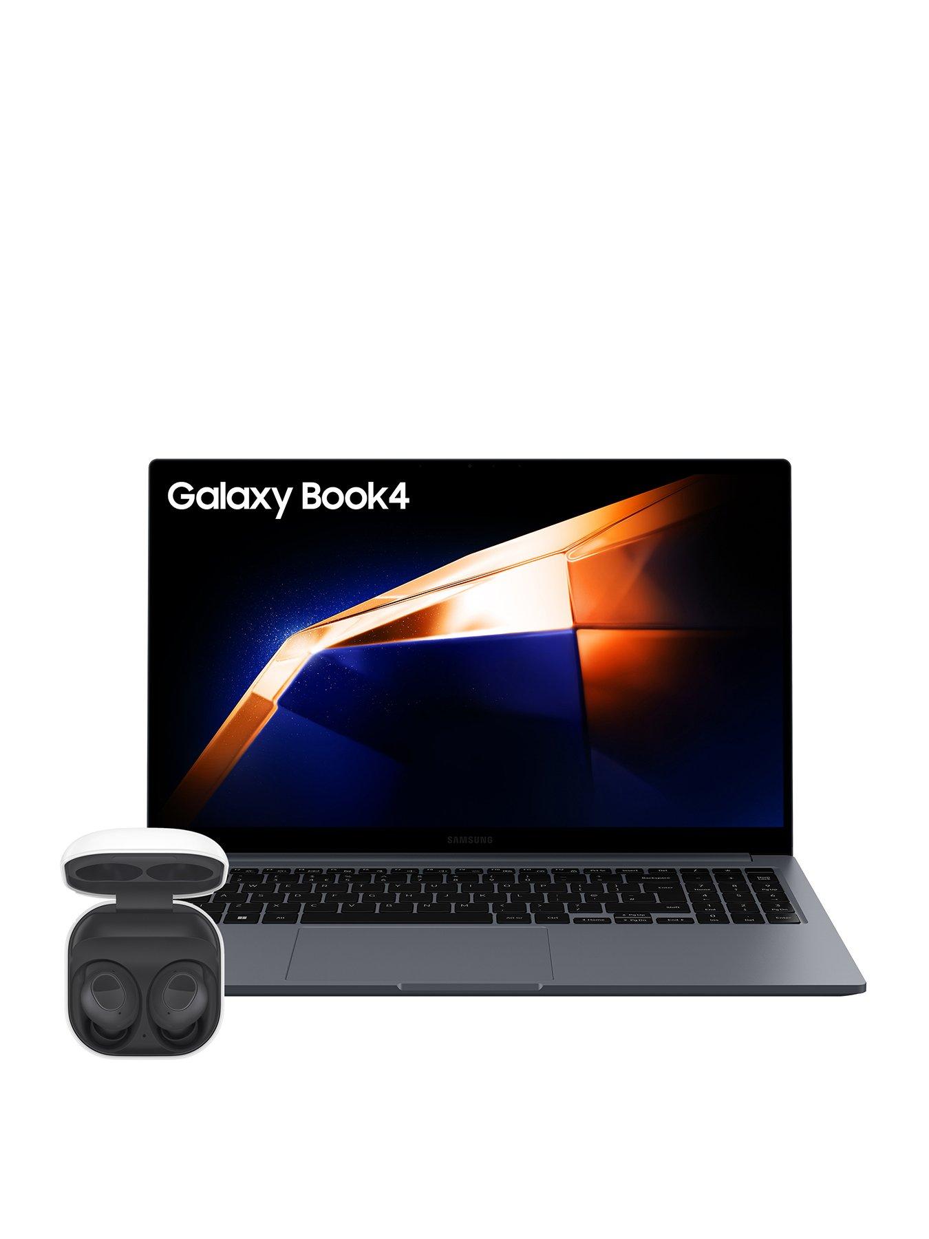 front image of samsung-galaxy-book4-laptop-156in-fhd-intel-core-i7-16gb-ram-512gb-ssd-grey-with-galaxynbspbuds-fe