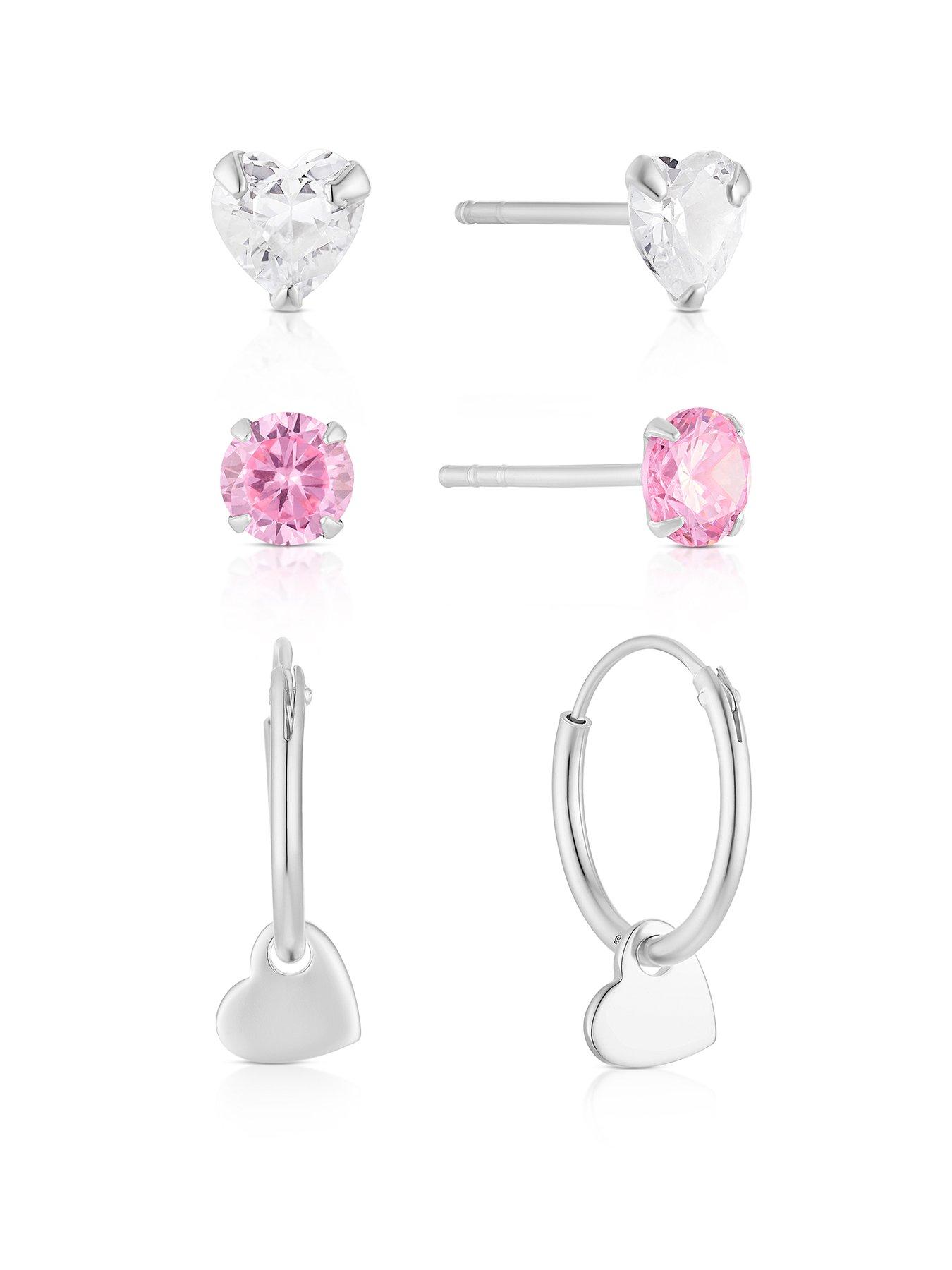 h-samuel-childrens-sterling-silver-cubic-zirconia-heart-charm-3-set-of-earrings