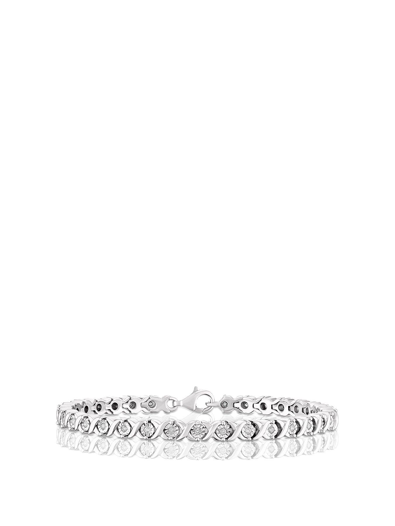undefined Sterling Silver 0.50ct Diamond Crossover Tennis Bracelet