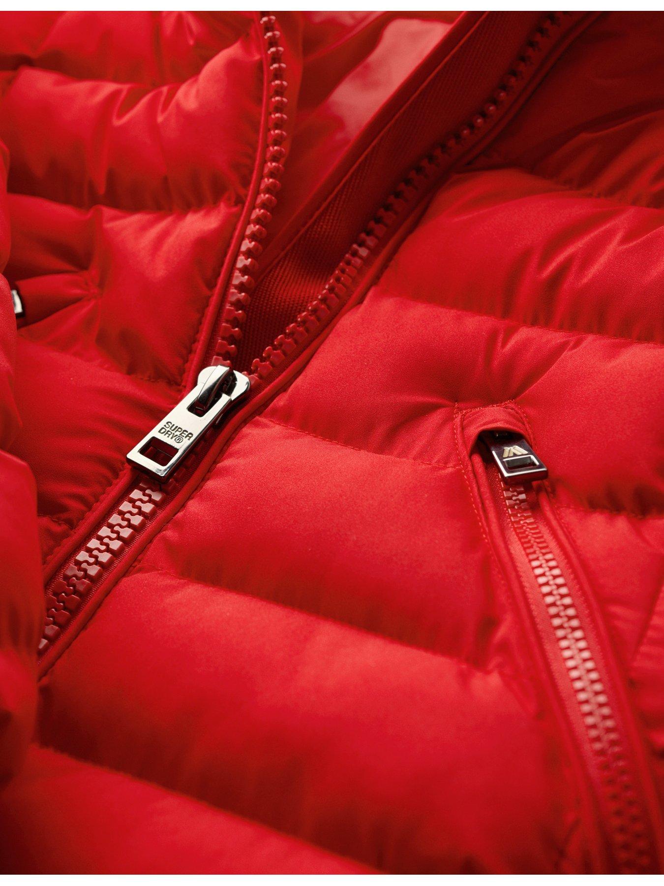  image of superdry-fuji-faux-fur-hooded-coat-red