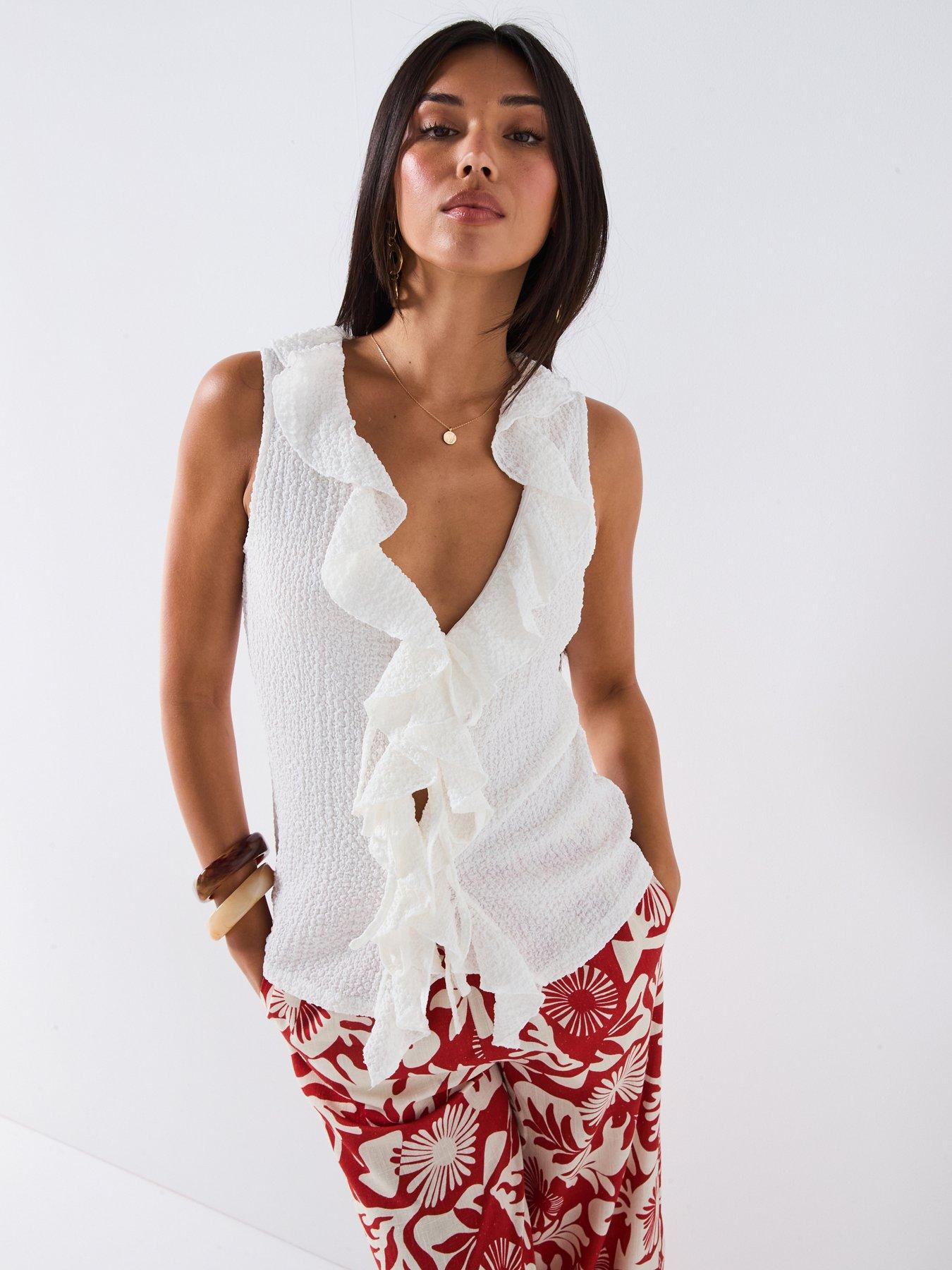 v-by-very-ruffle-tie-front-top-cream
