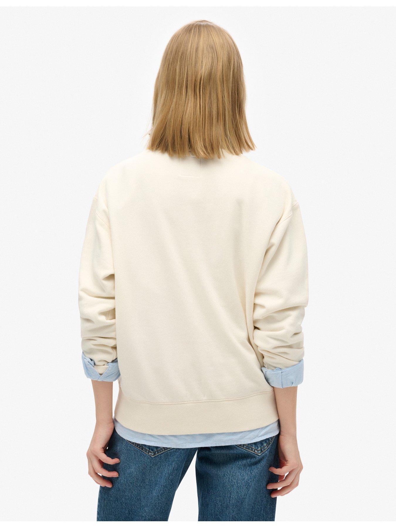  image of superdry-travel-souvenir-logo-sweatshirt-cream