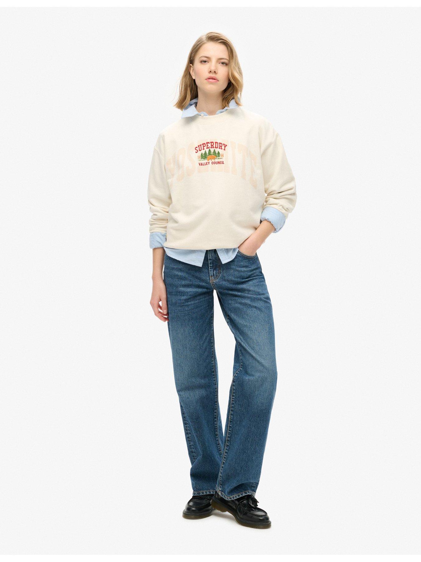  image of superdry-travel-souvenir-logo-sweatshirt-cream