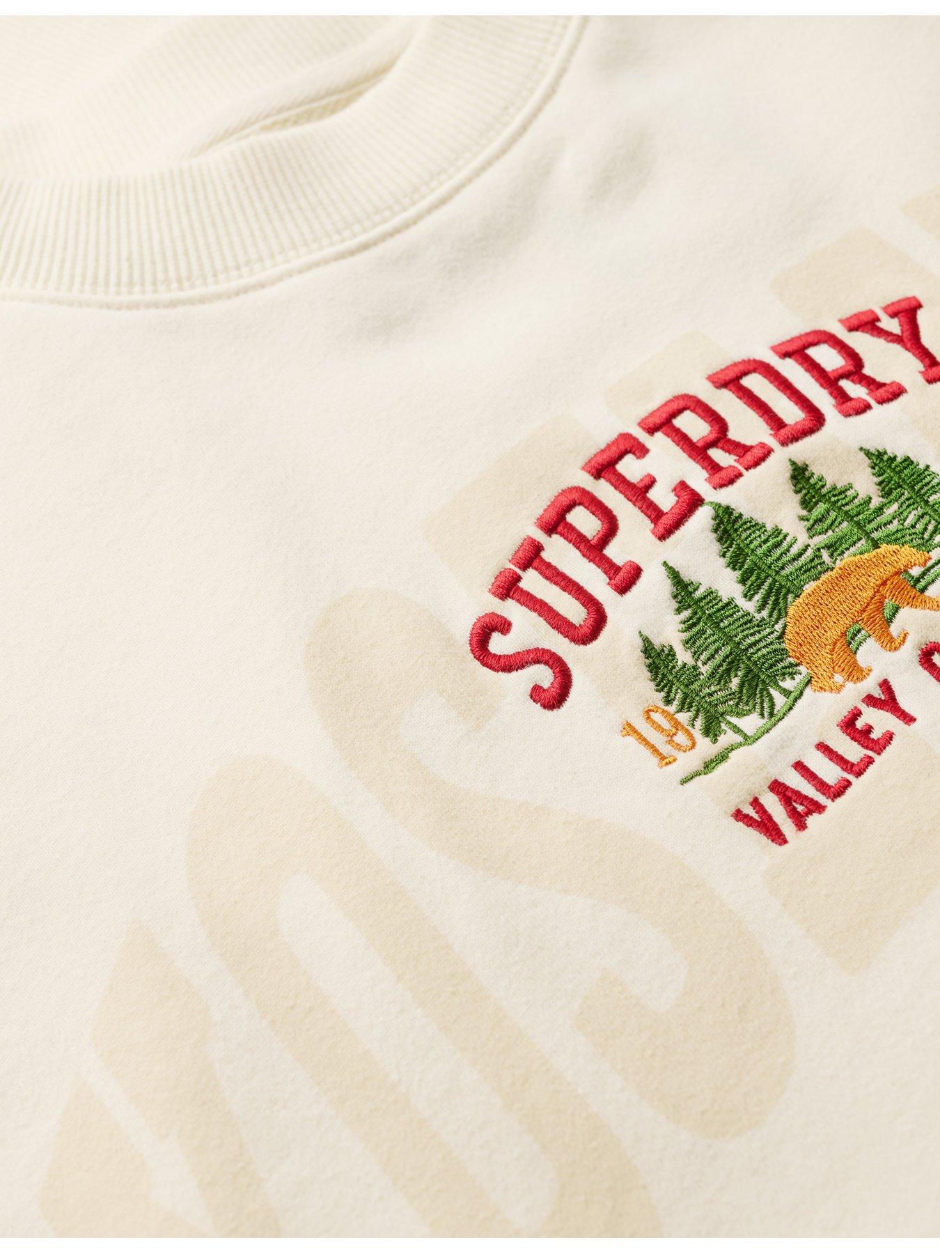  image of superdry-travel-souvenir-logo-sweatshirt-cream