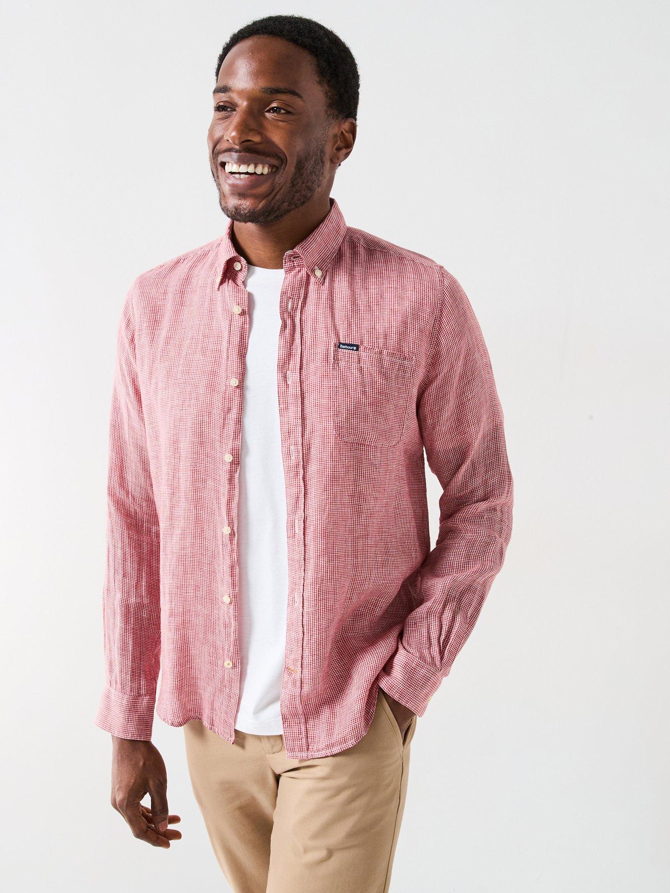 Barbour Linton Linen Long Sleeve Tailored Shirt - Red