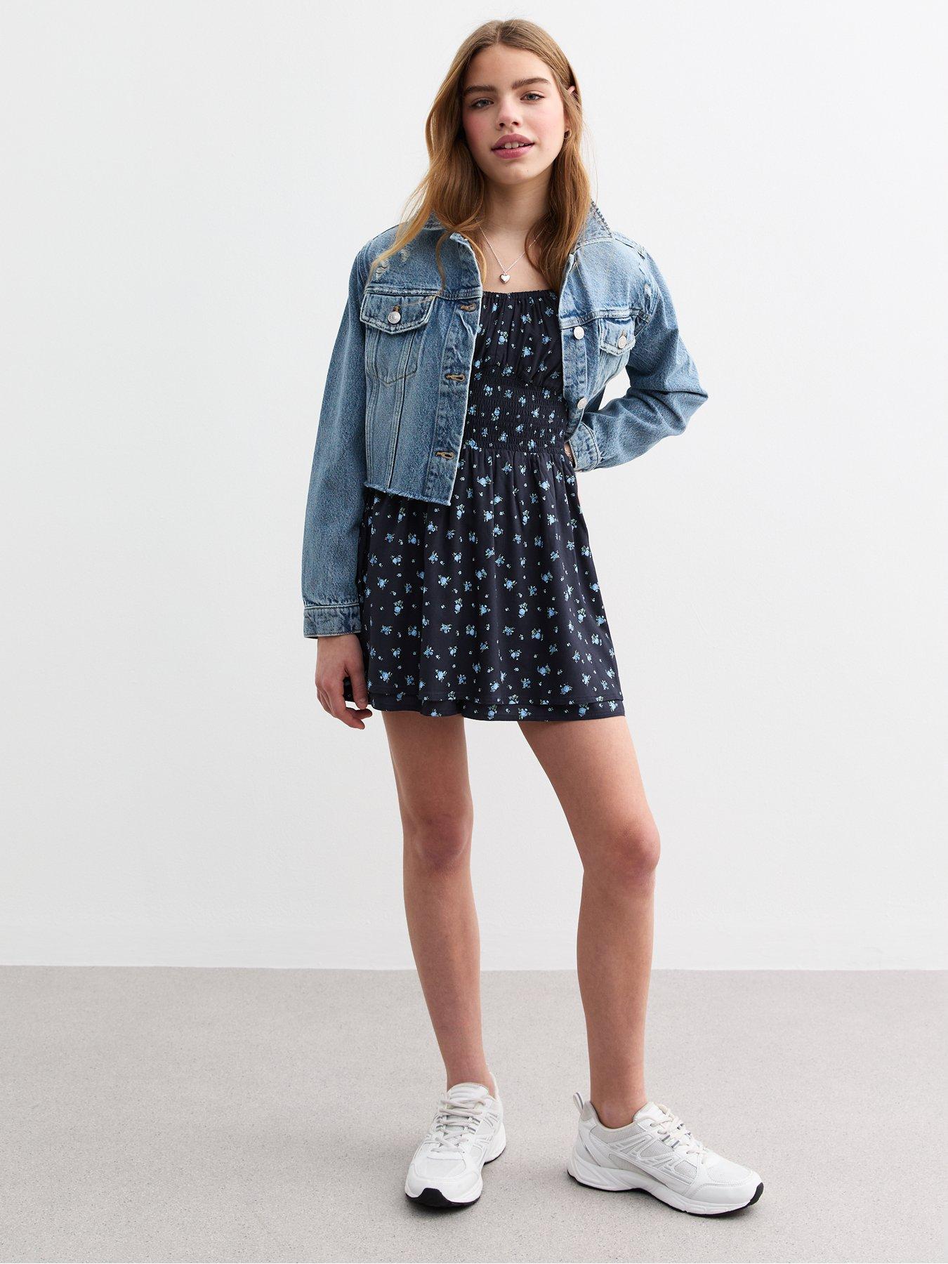 New Look 915 Girls Blue Ditsy Print Skort Dress Littlewoods