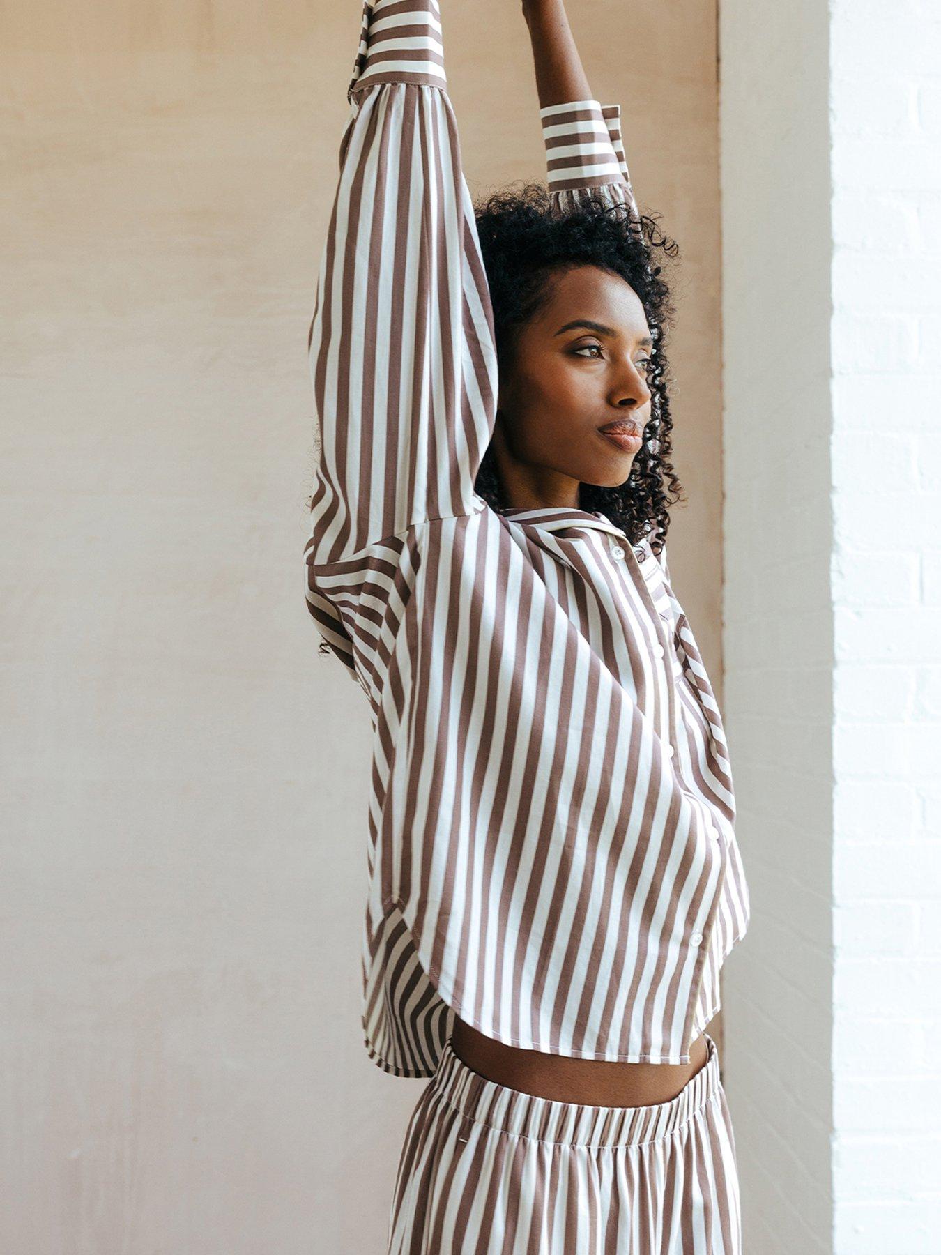  image of chelsea-peers-long-button-up-woven-cotton