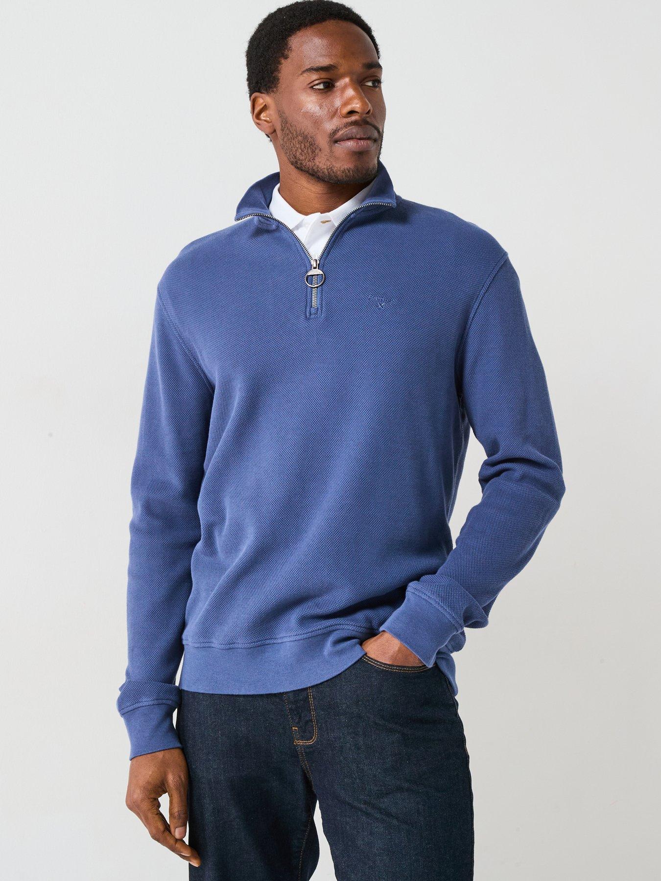 Barbour Pique Interlock 1/2 Zip Sweat - Dark Blue
