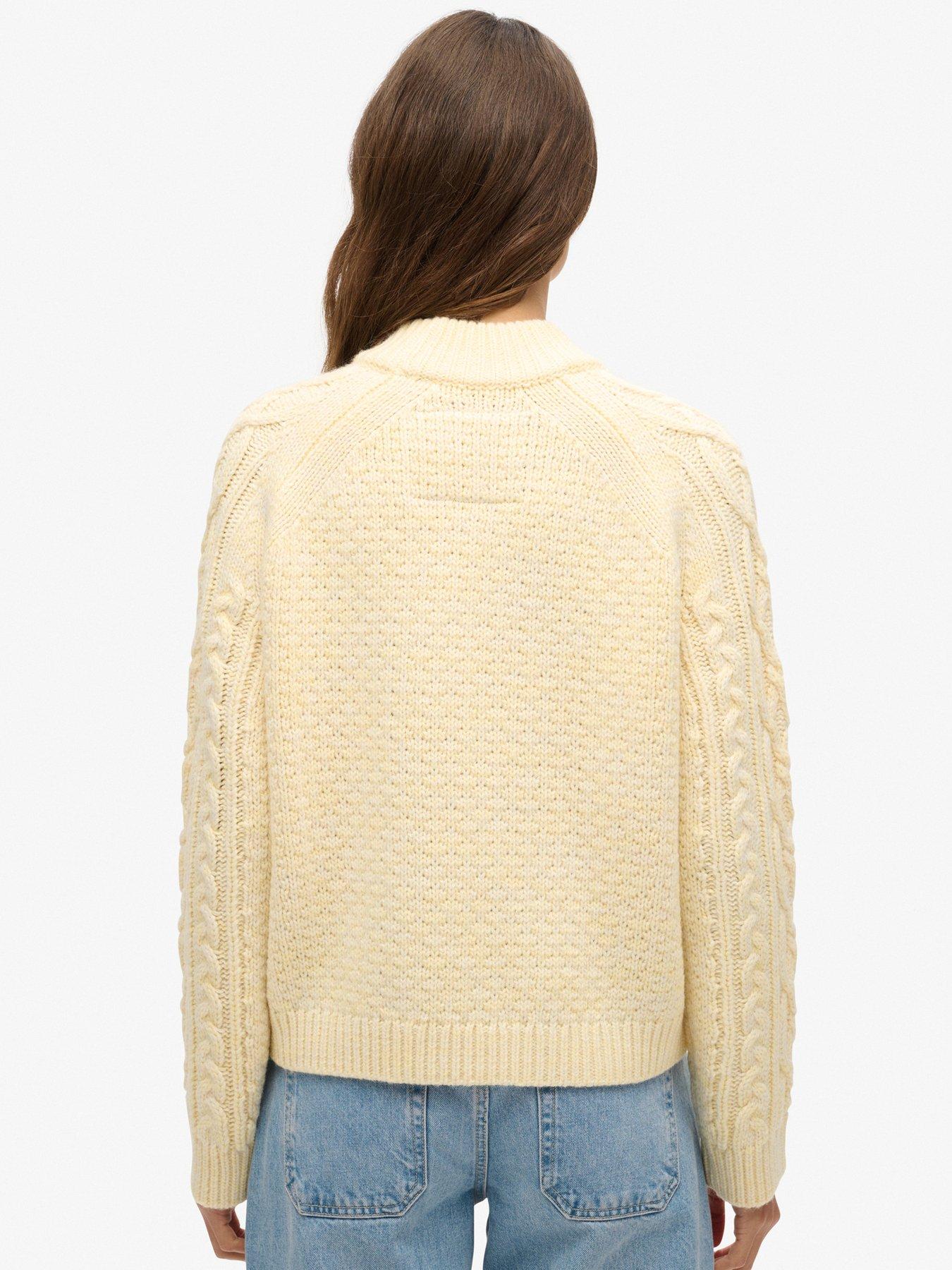  image of superdry-cable-mock-neck-jumper-white