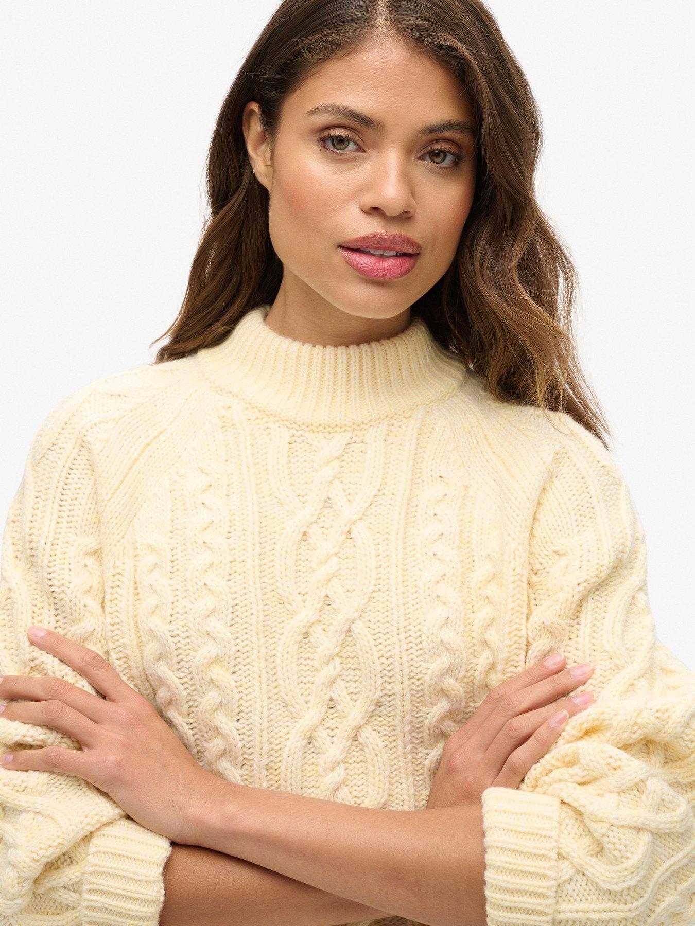  image of superdry-cable-mock-neck-jumper-white