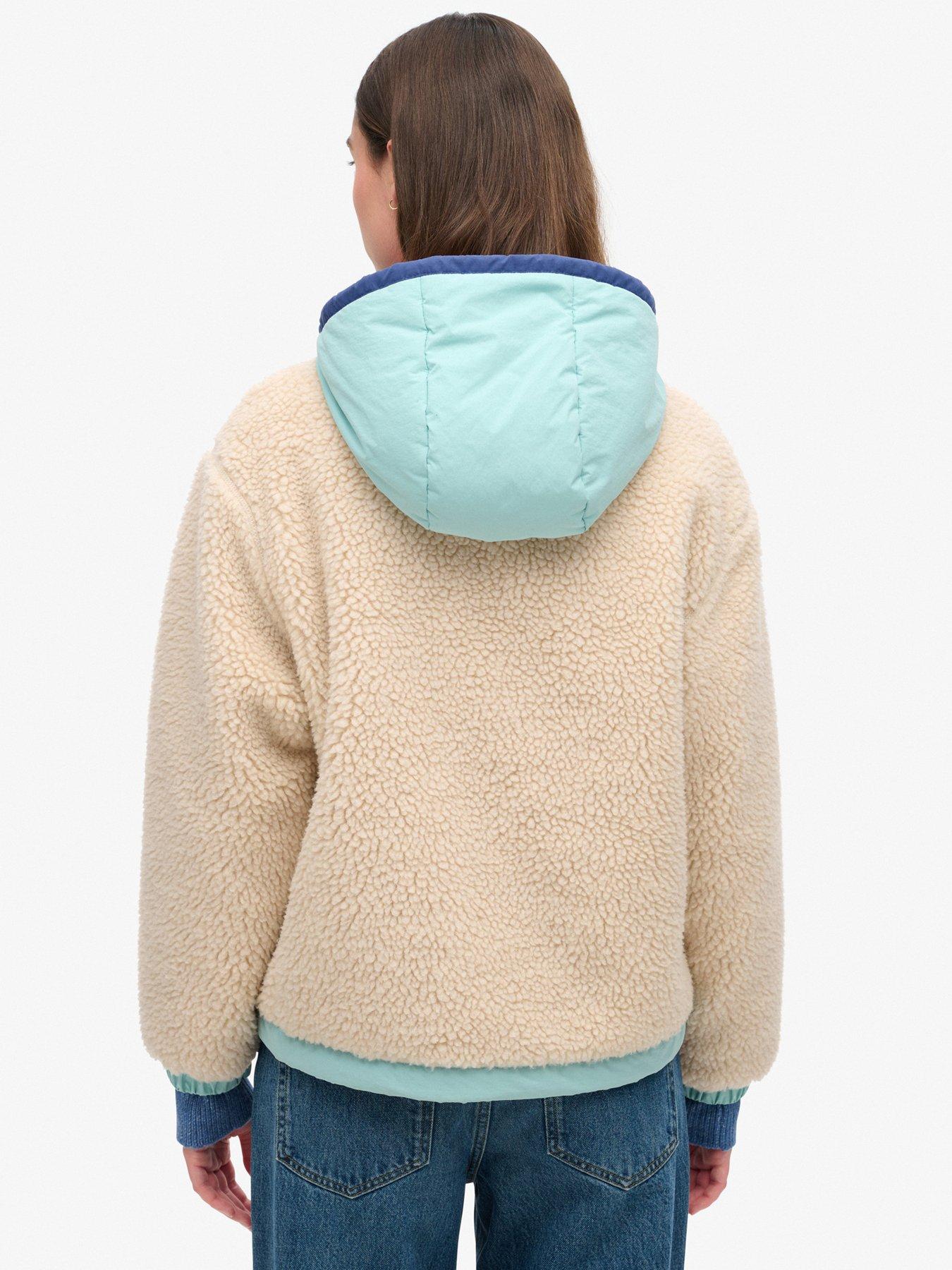 Superdry Vintage Hooded Sherpa Fleece White Littlewoods