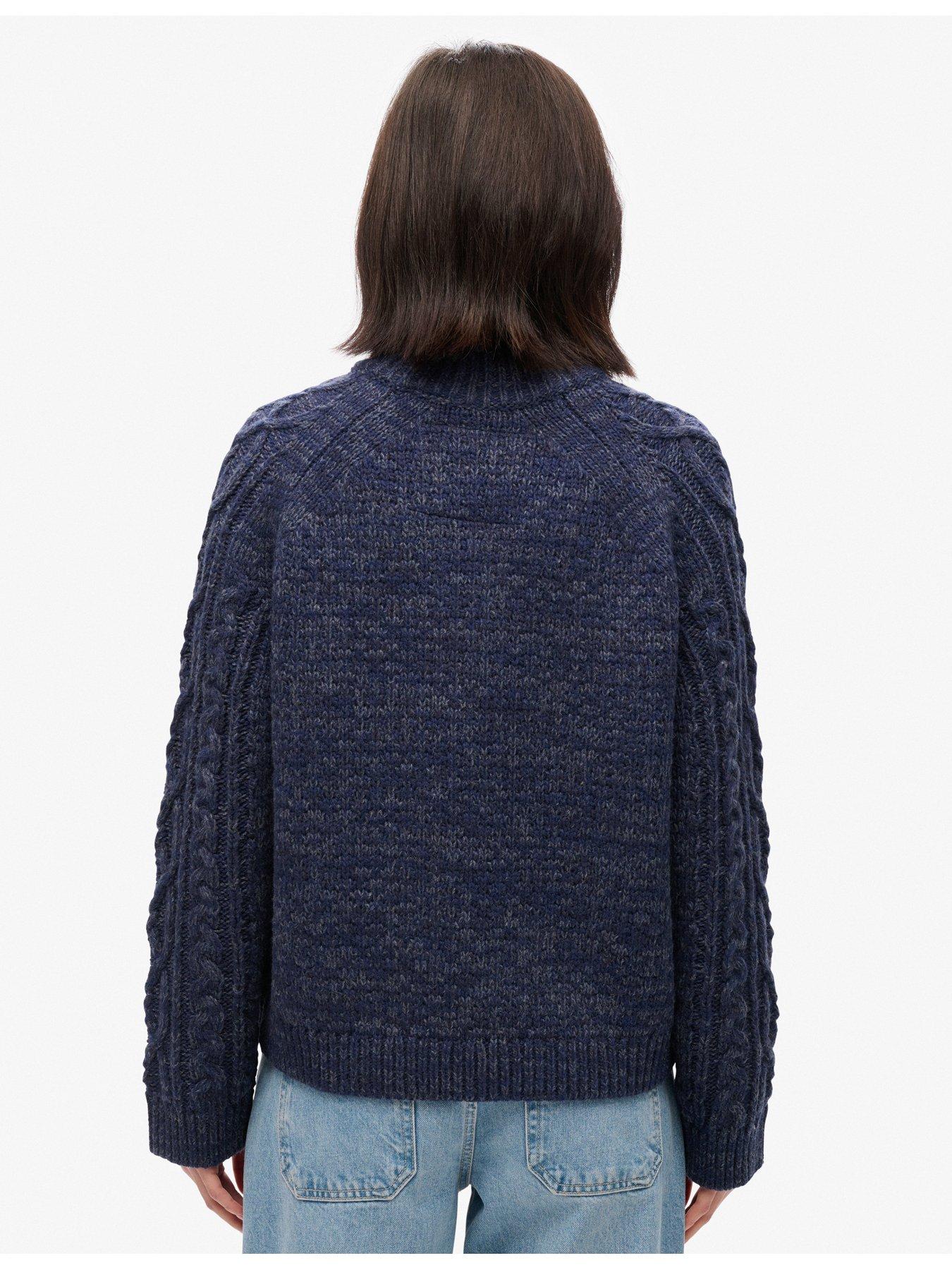  image of superdry-cable-mock-neck-jumper-navy