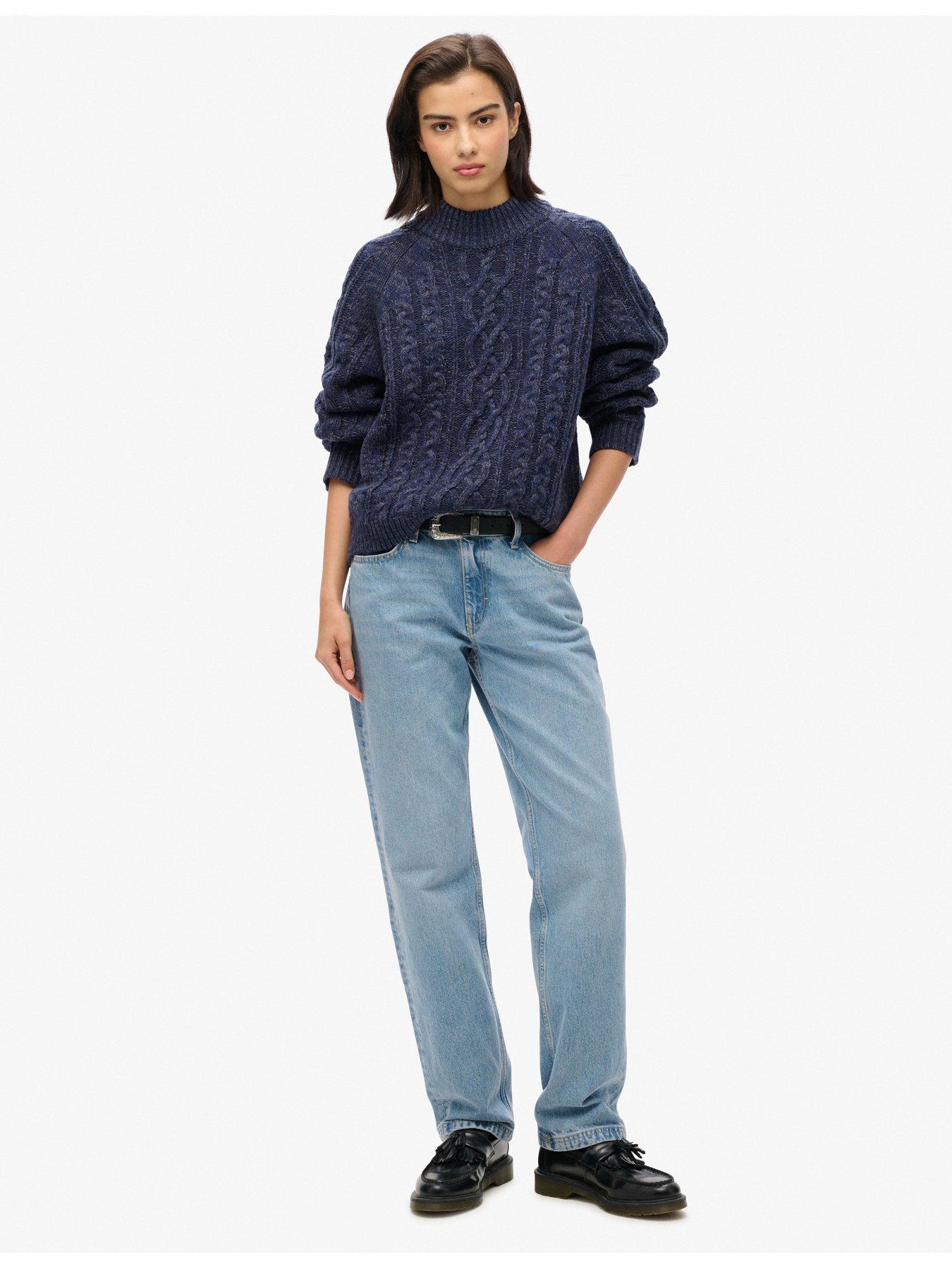  image of superdry-cable-mock-neck-jumper-navy