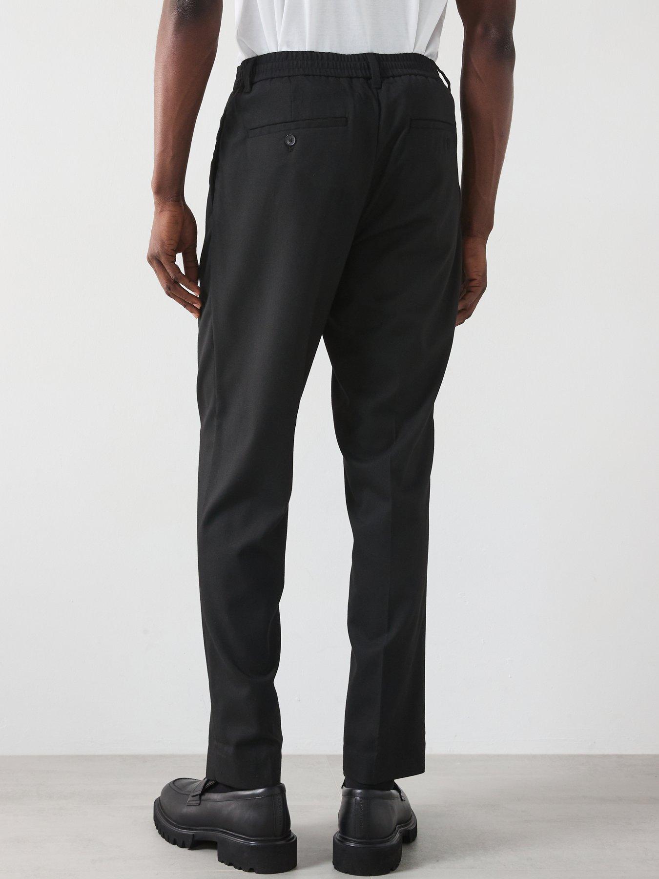  image of selected-homme-leroy-tapered-fit-pleated-trousers-black