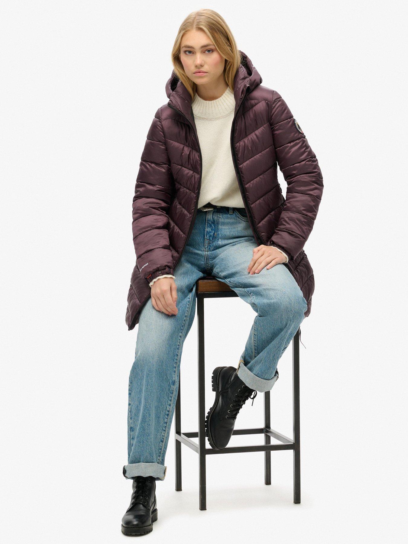  image of superdry-fuji-midi-padded-coat-purple