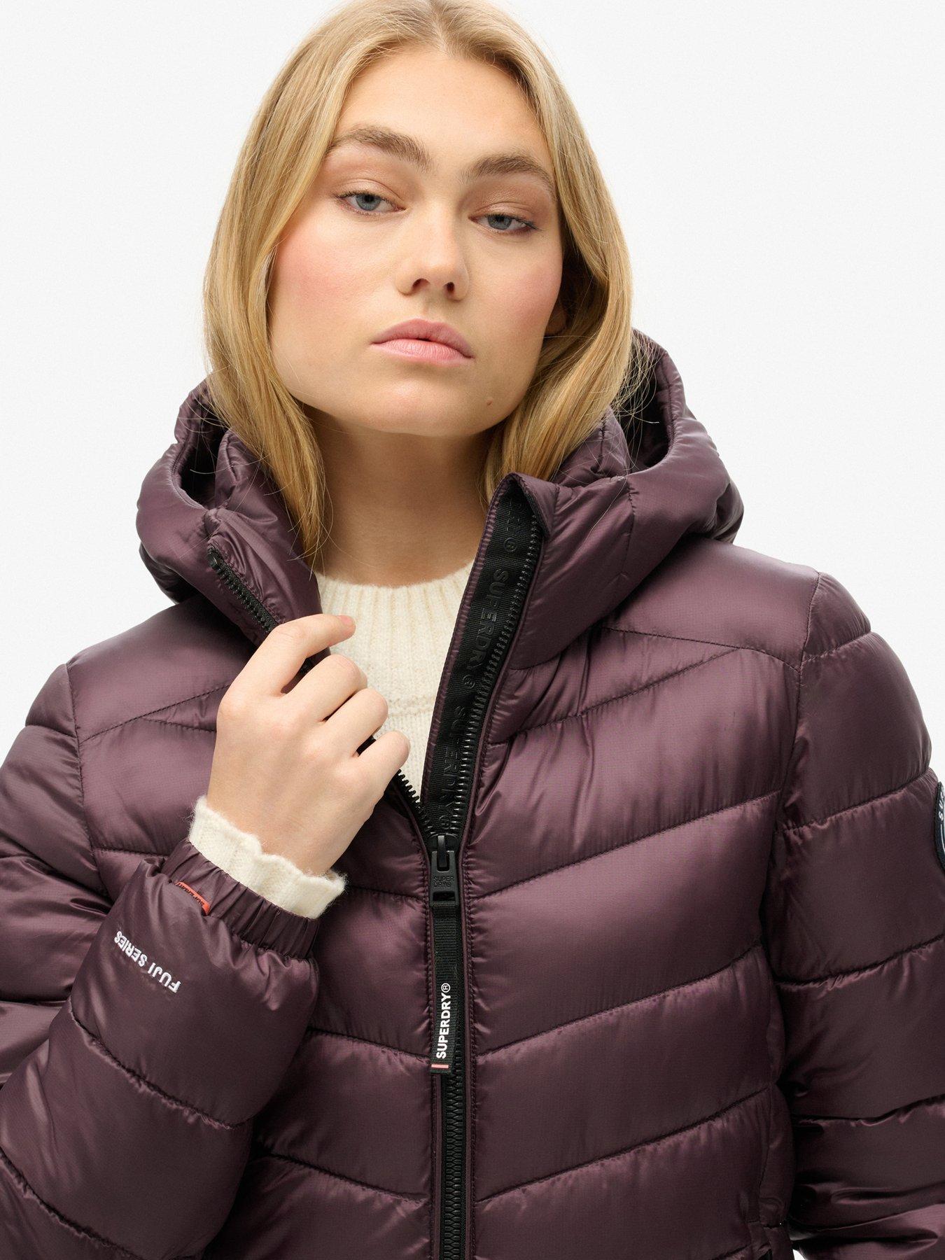 image of superdry-fuji-midi-padded-coat-purple
