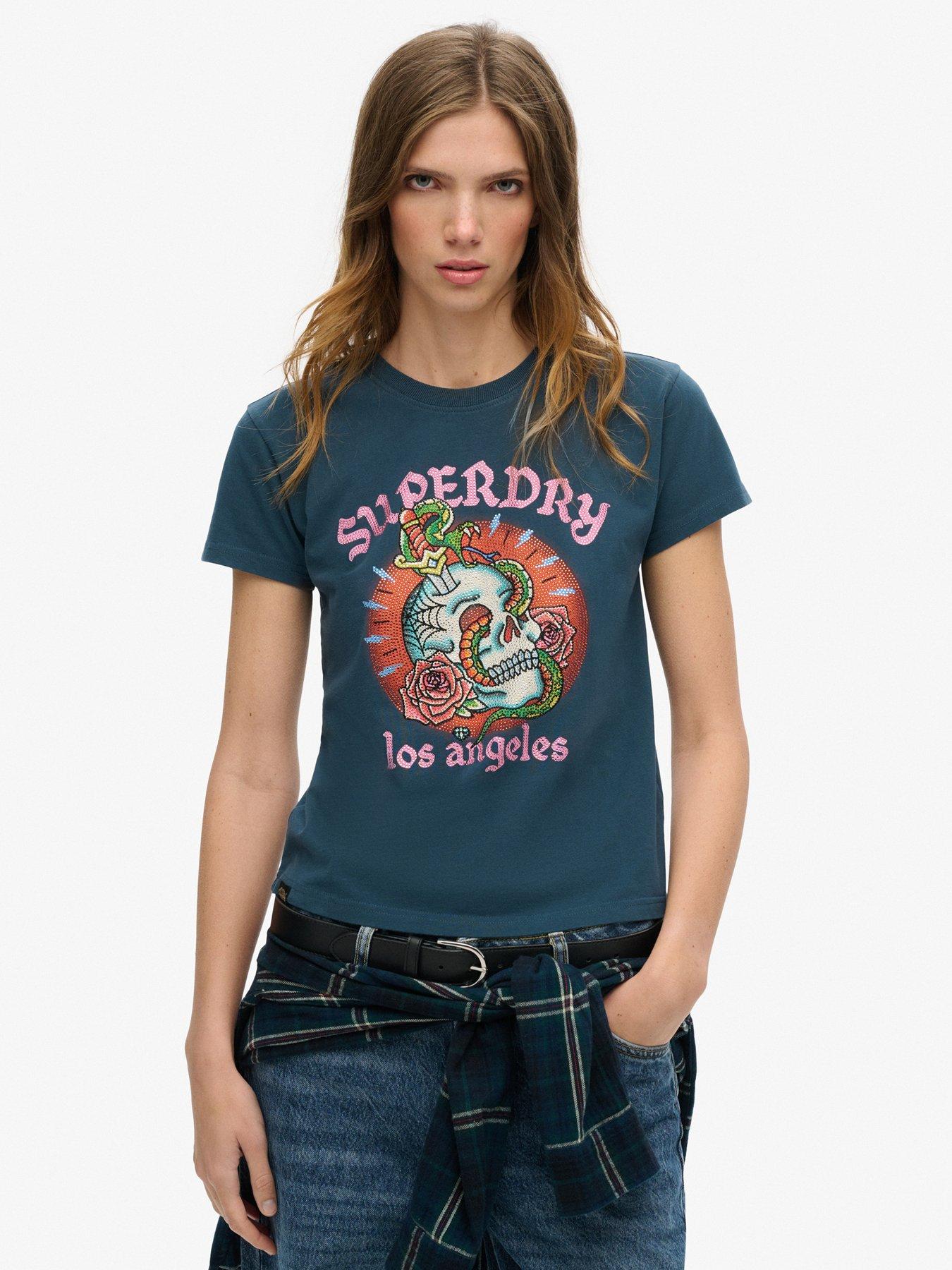 undefined Tattoo Rhinestone T-Shirt - Black