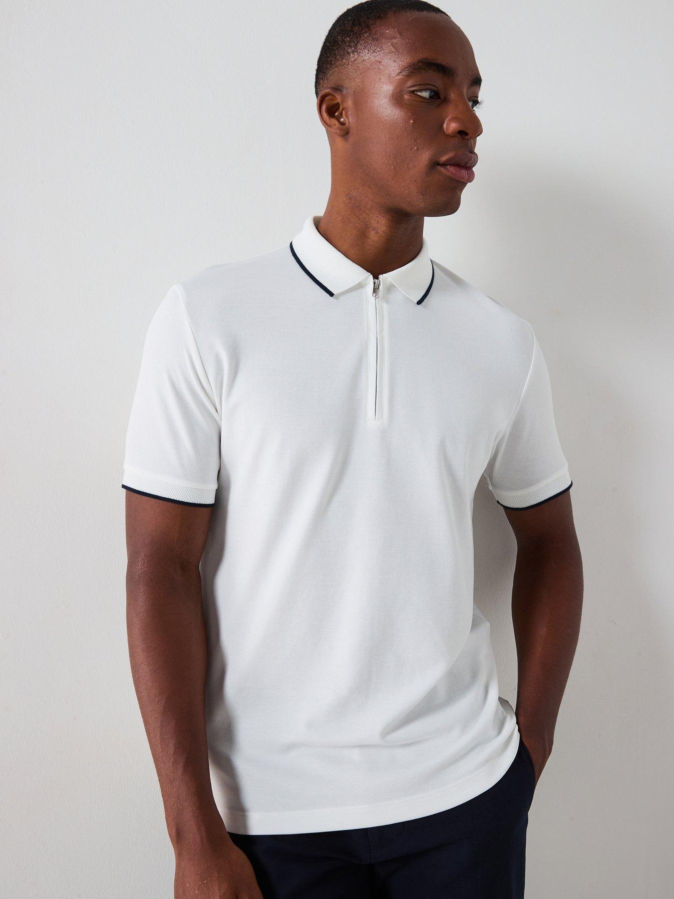 selected-homme-short-sleeve-zip-polo-shirt-white