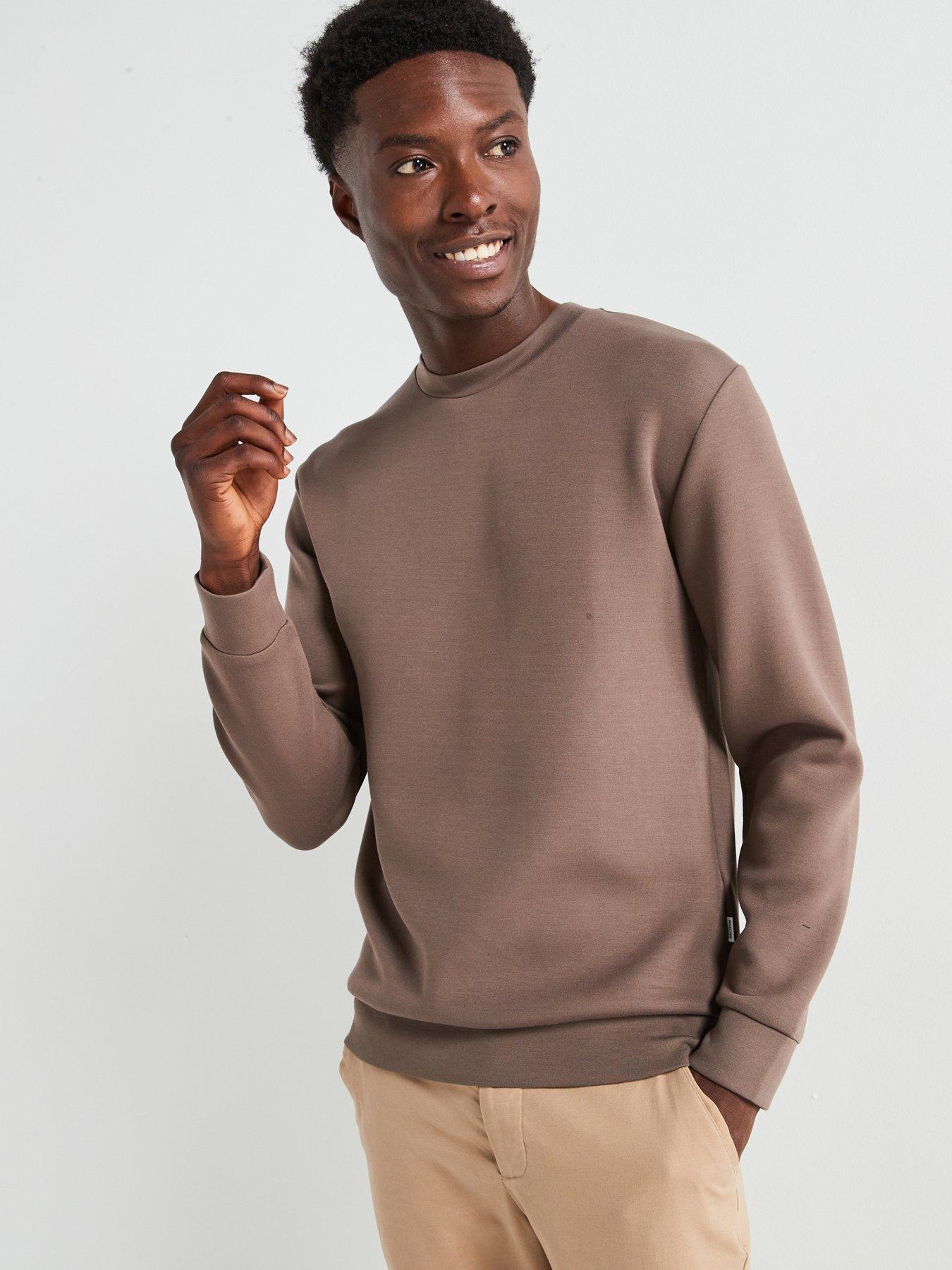 Image 1 of 5 of Selected Homme Manuel Soft Crew Neck Sweatshirt - Brown
