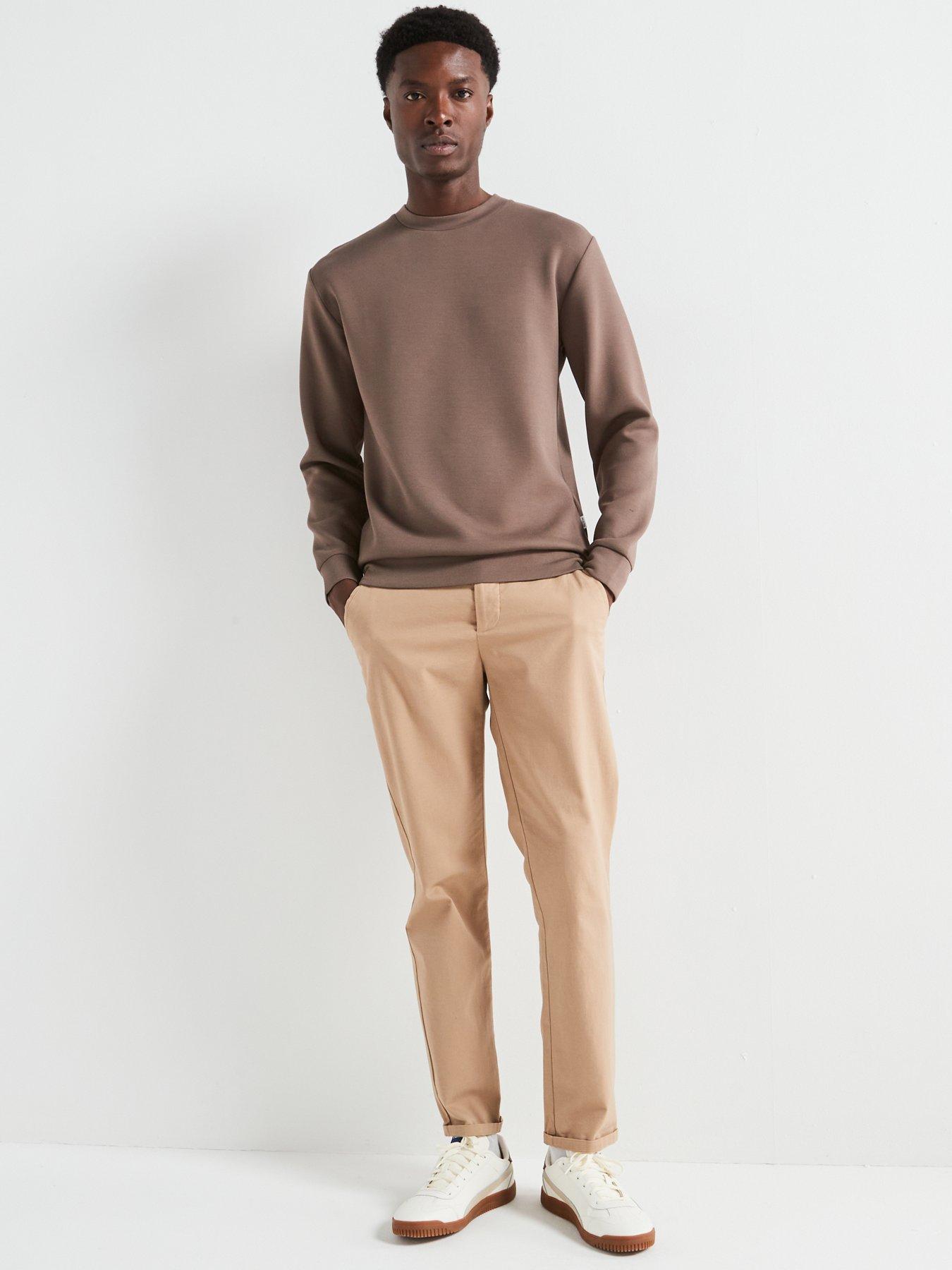 Image 3 of 5 of Selected Homme Manuel Soft Crew Neck Sweatshirt - Brown