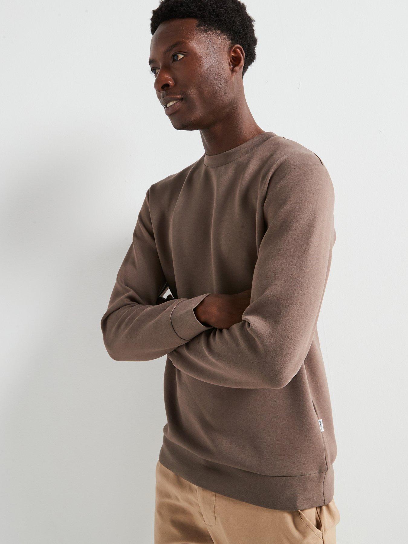 Image 5 of 5 of Selected Homme Manuel Soft Crew Neck Sweatshirt - Brown