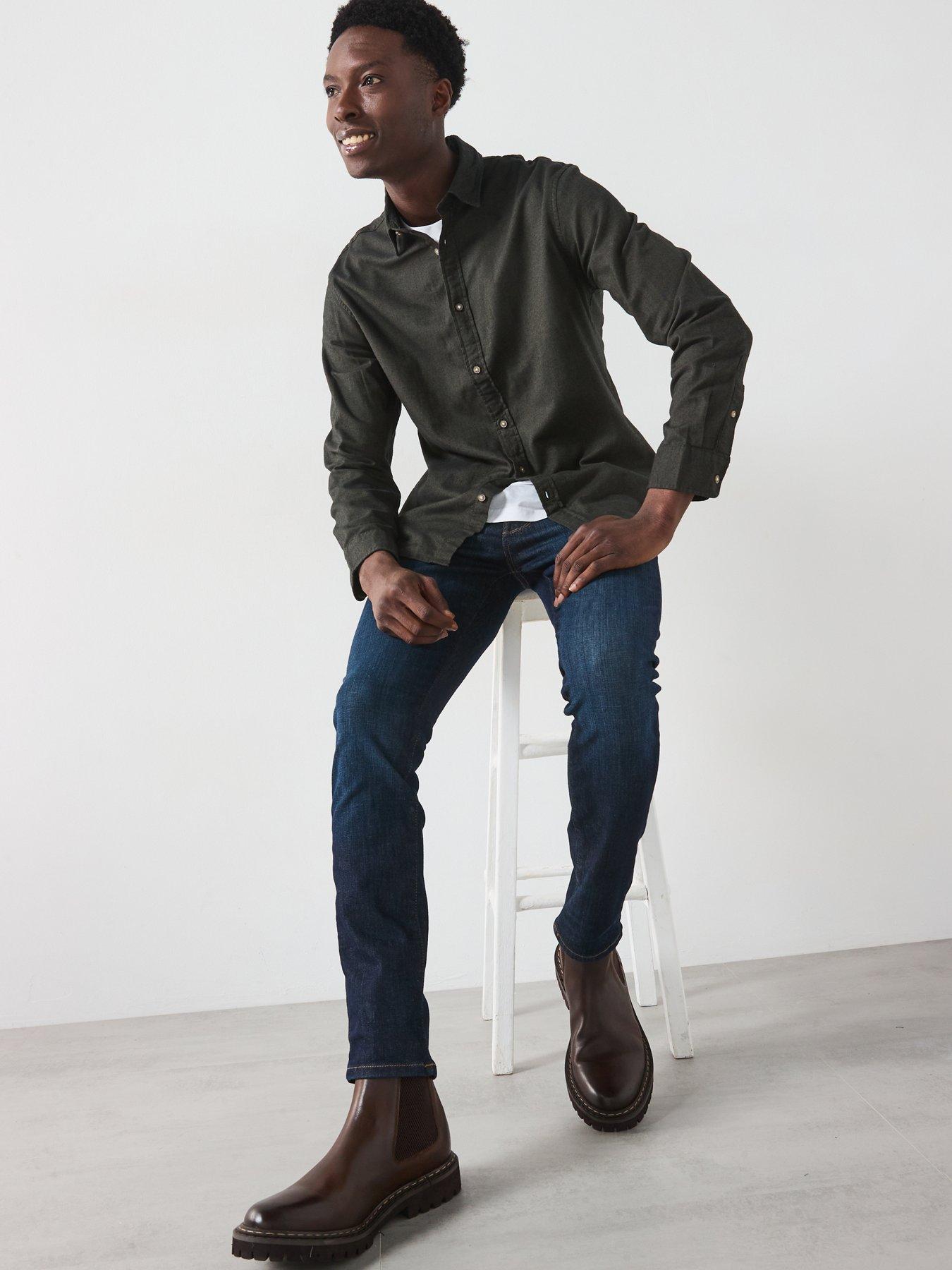  image of selected-homme-leon-slim-fit-jeans-dark-blue