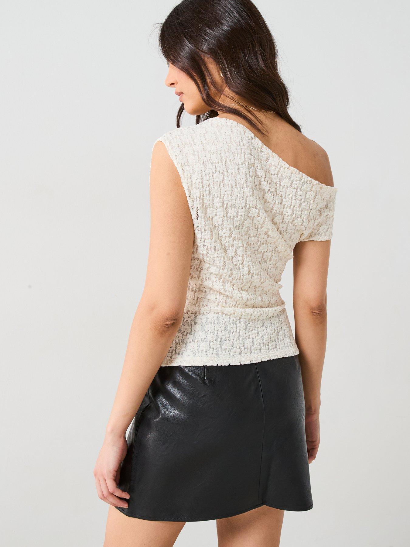  image of v-by-very-off-shoulder-draped-lace-top-cream