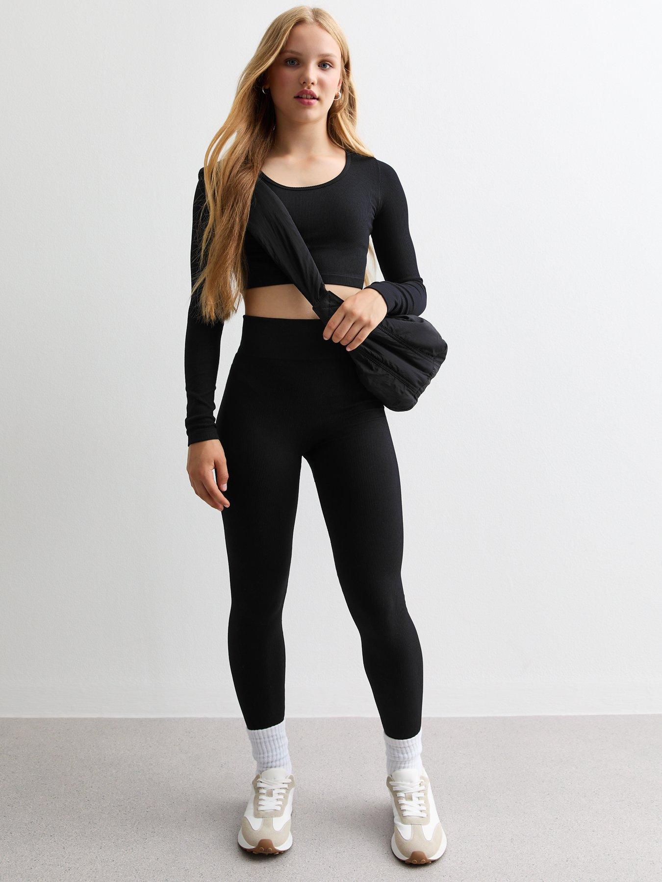  image of new-look-915-girls-scoop-neck-cropped-t-shirt-black