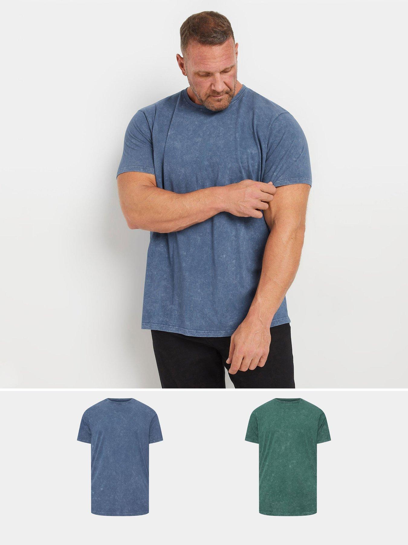 BadRhino Big  &  Tall 2 Pack Acid Wash T-Shirts - Blue / Green