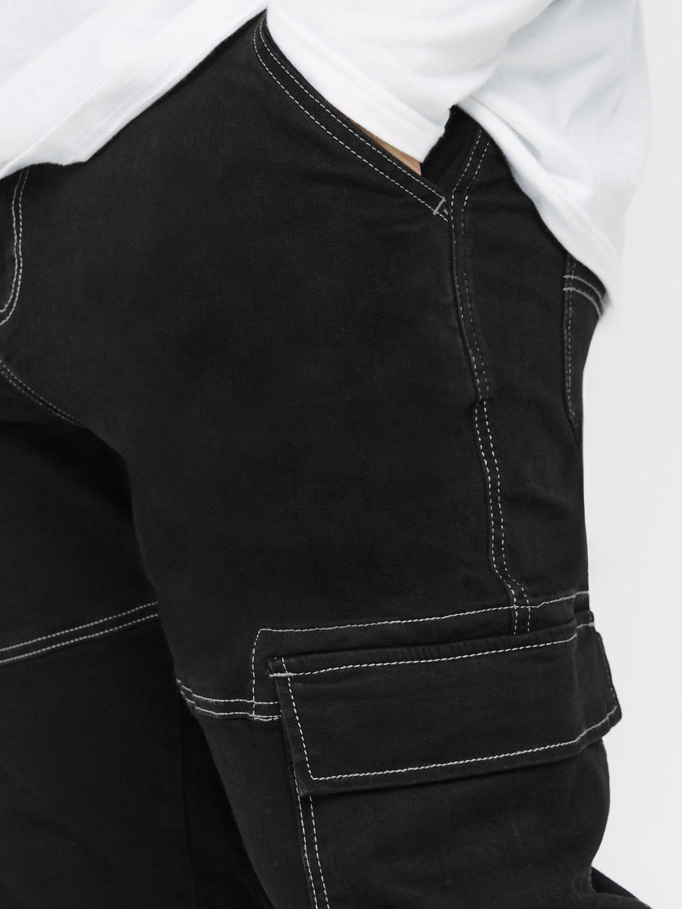 image of badrhino-cargo-slim-fit-jeans-30-black