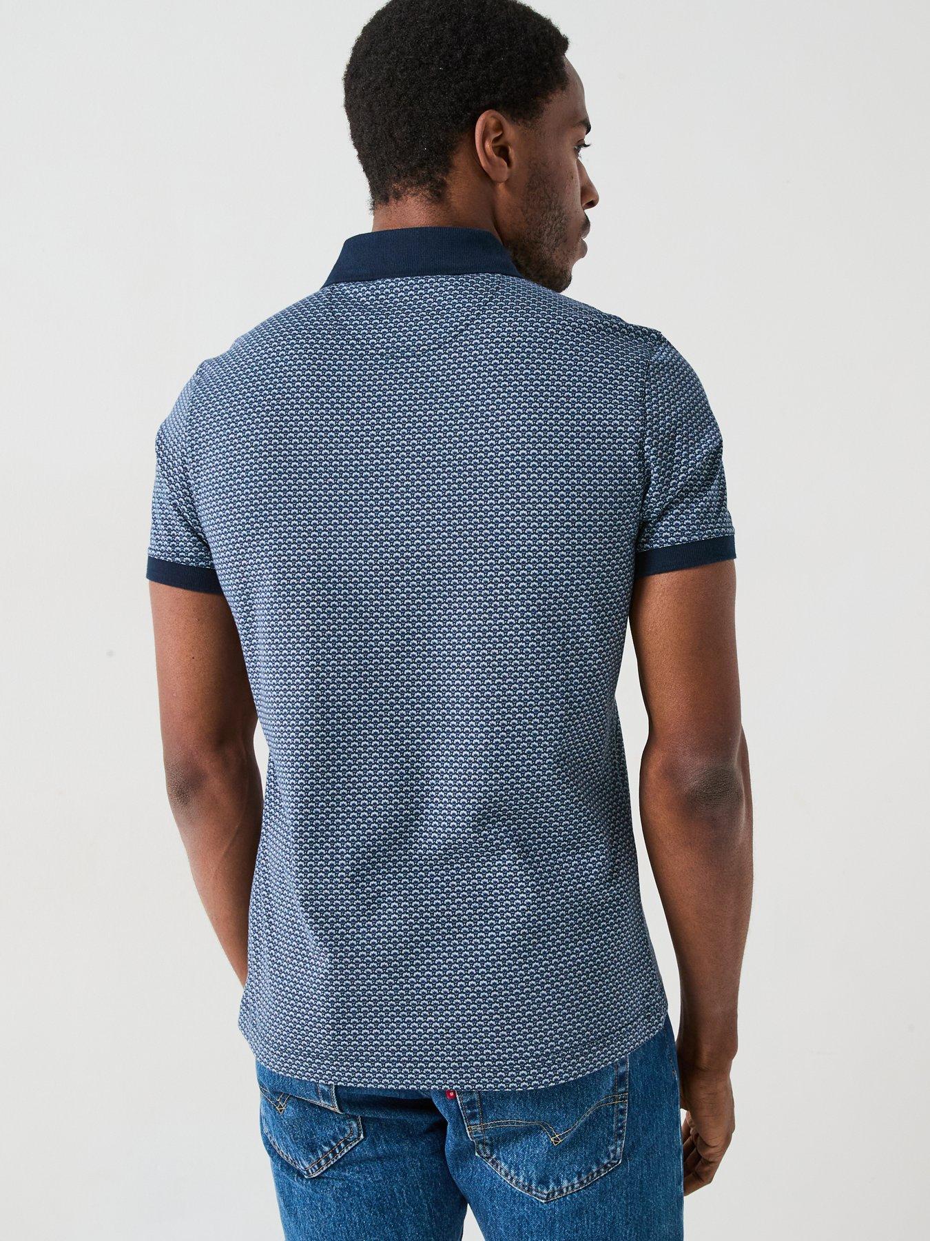  image of barbour-shell-printed-short-sleeve-polo-shirt-navy