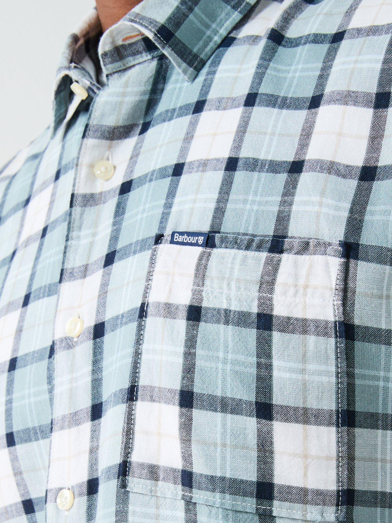 Image 4 of 5 of Barbour Midfield Tartan Short Sleeve Shirt - Blue
