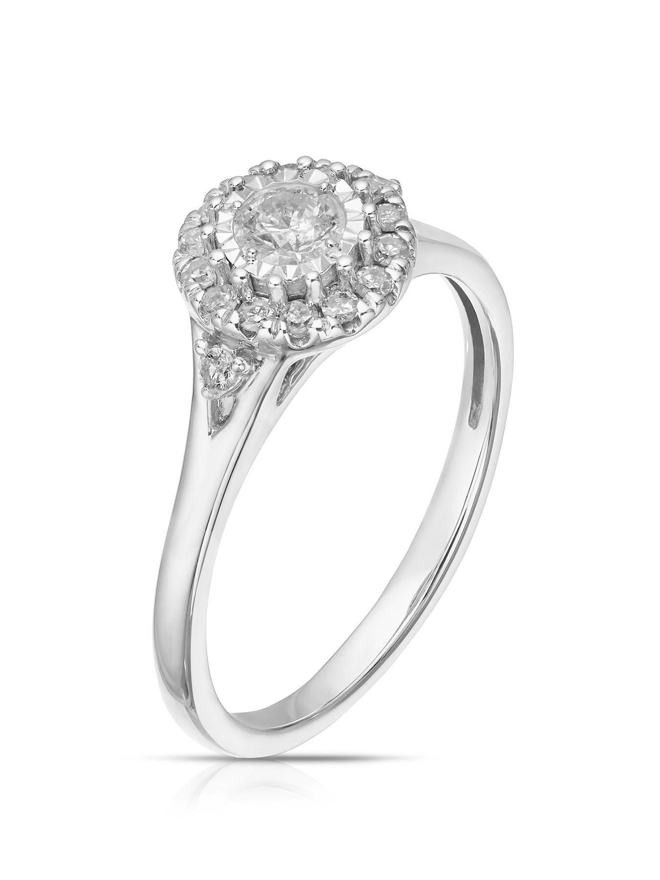  image of h-samuel-9ct-white-gold-033ct-diamond-illusion-halo-solitaire-engagement-ring