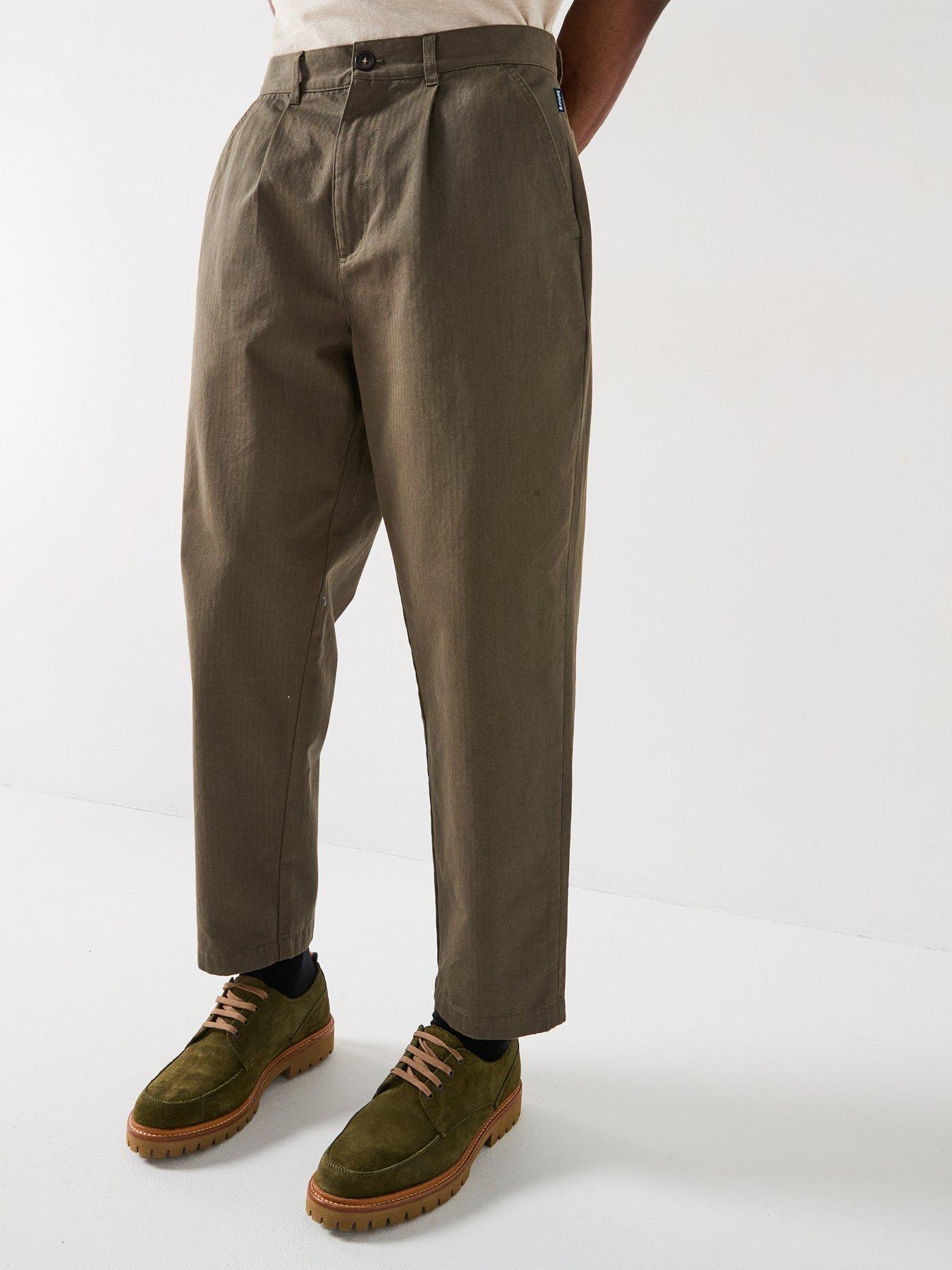 Barbour Bayview Herringbone Trousers - Dark Green