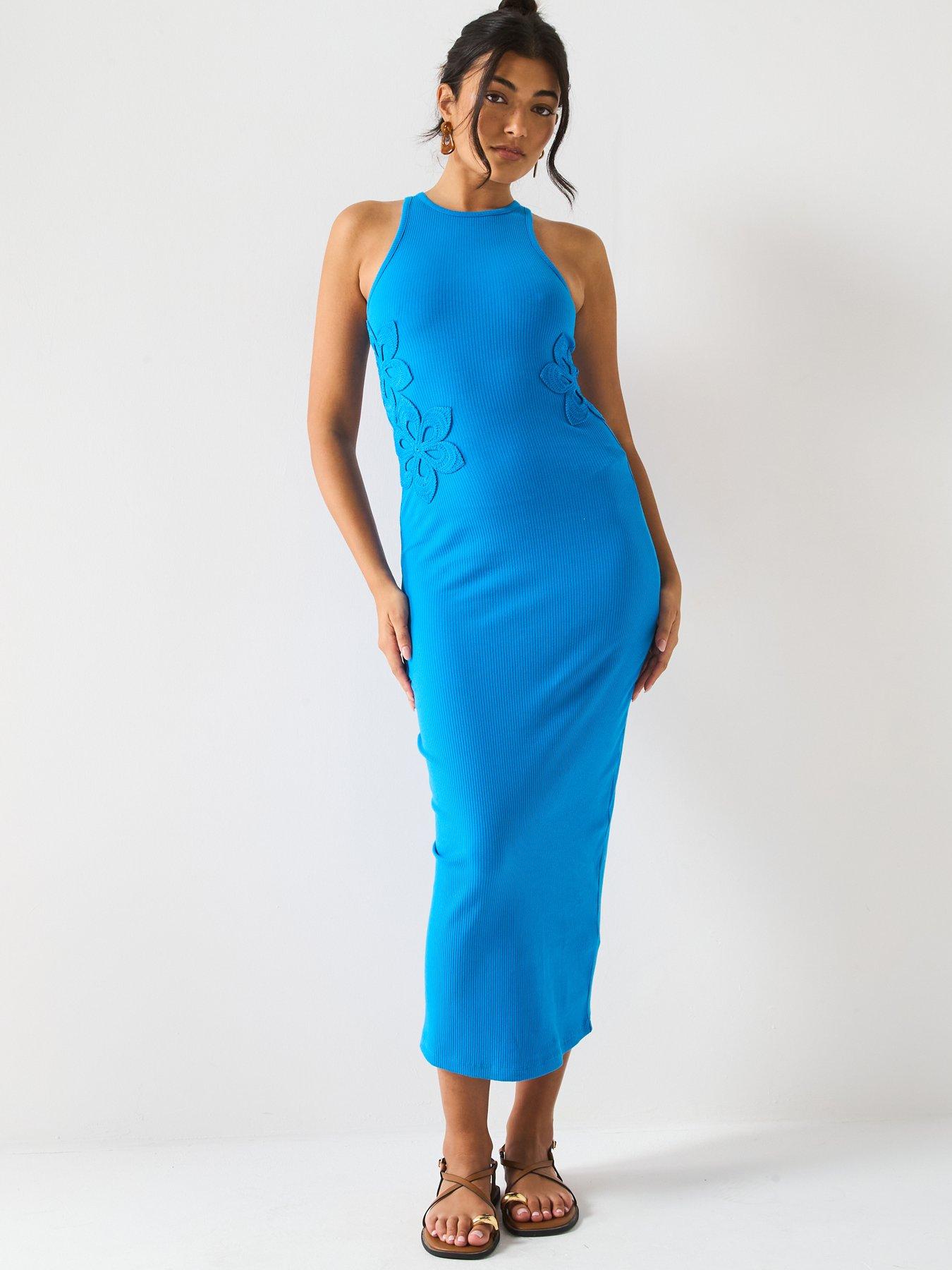  image of v-by-very-crochet-side-rib-dress
