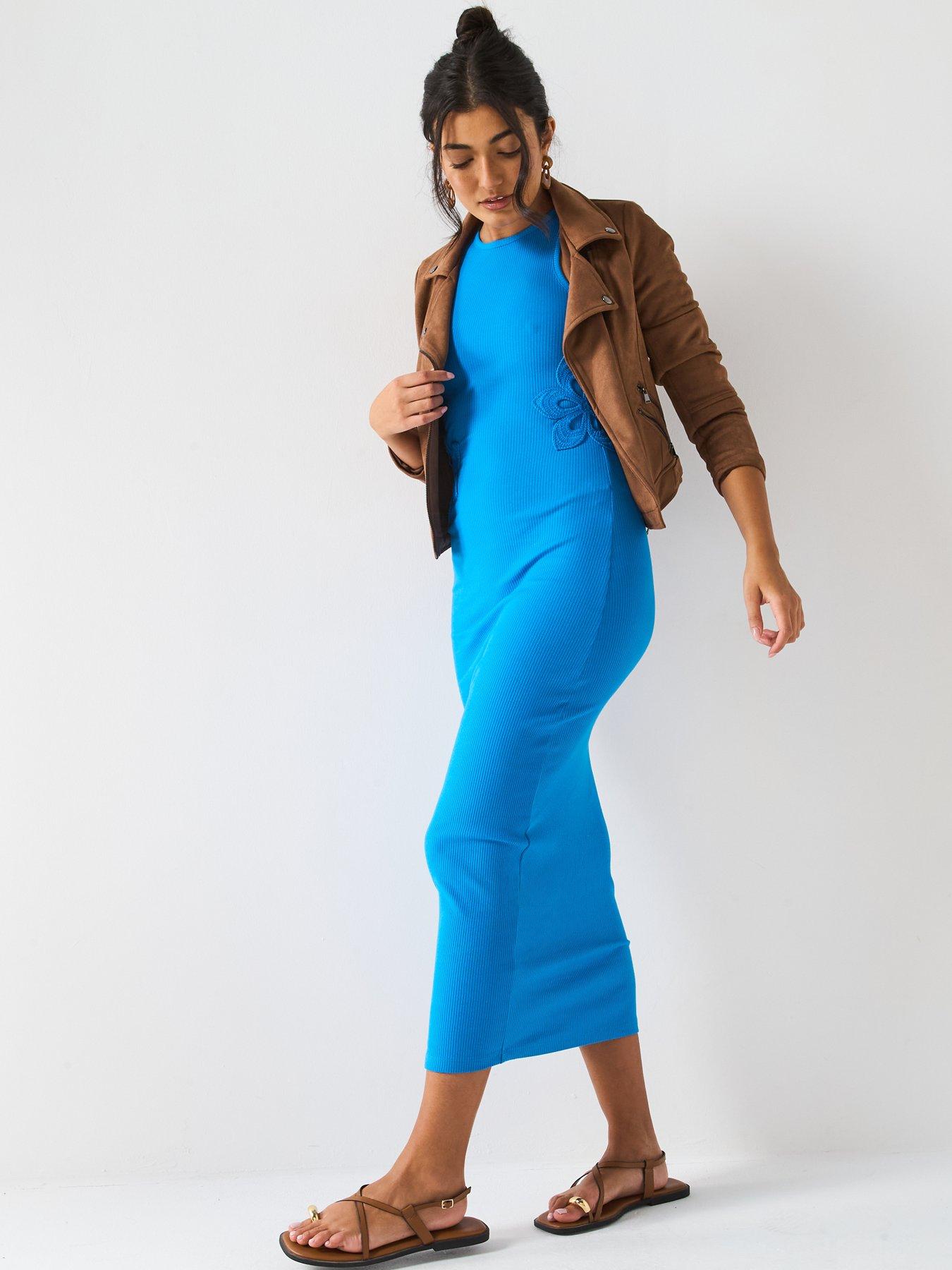 image of v-by-very-crochet-side-rib-dress