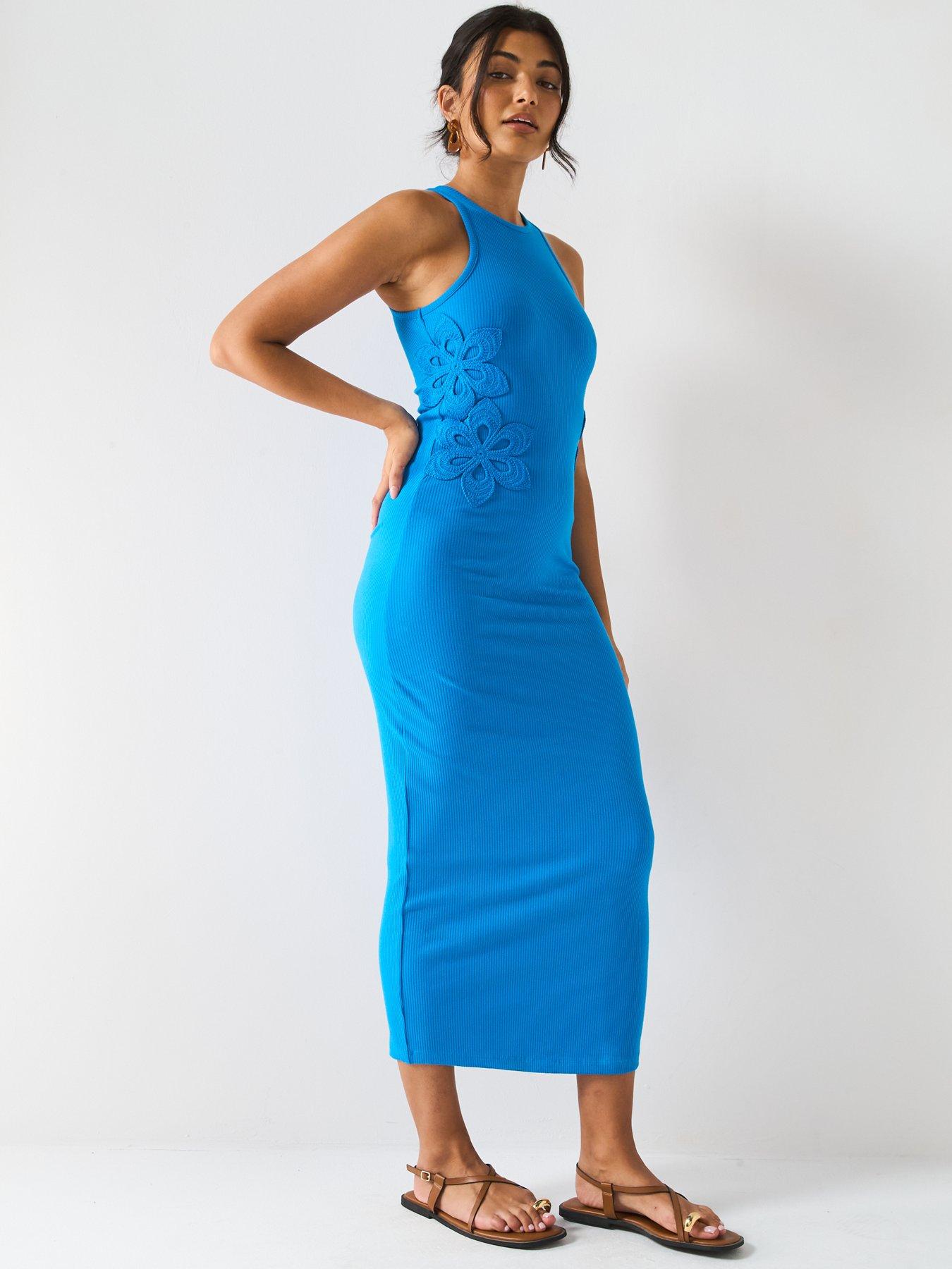  image of v-by-very-crochet-side-rib-dress