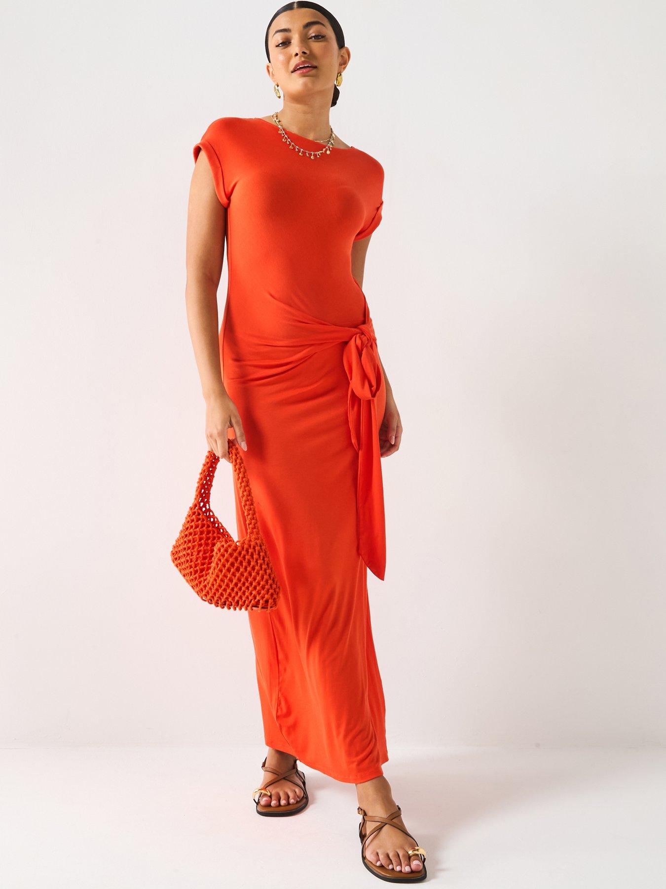 undefined Tie Side Dress - Red