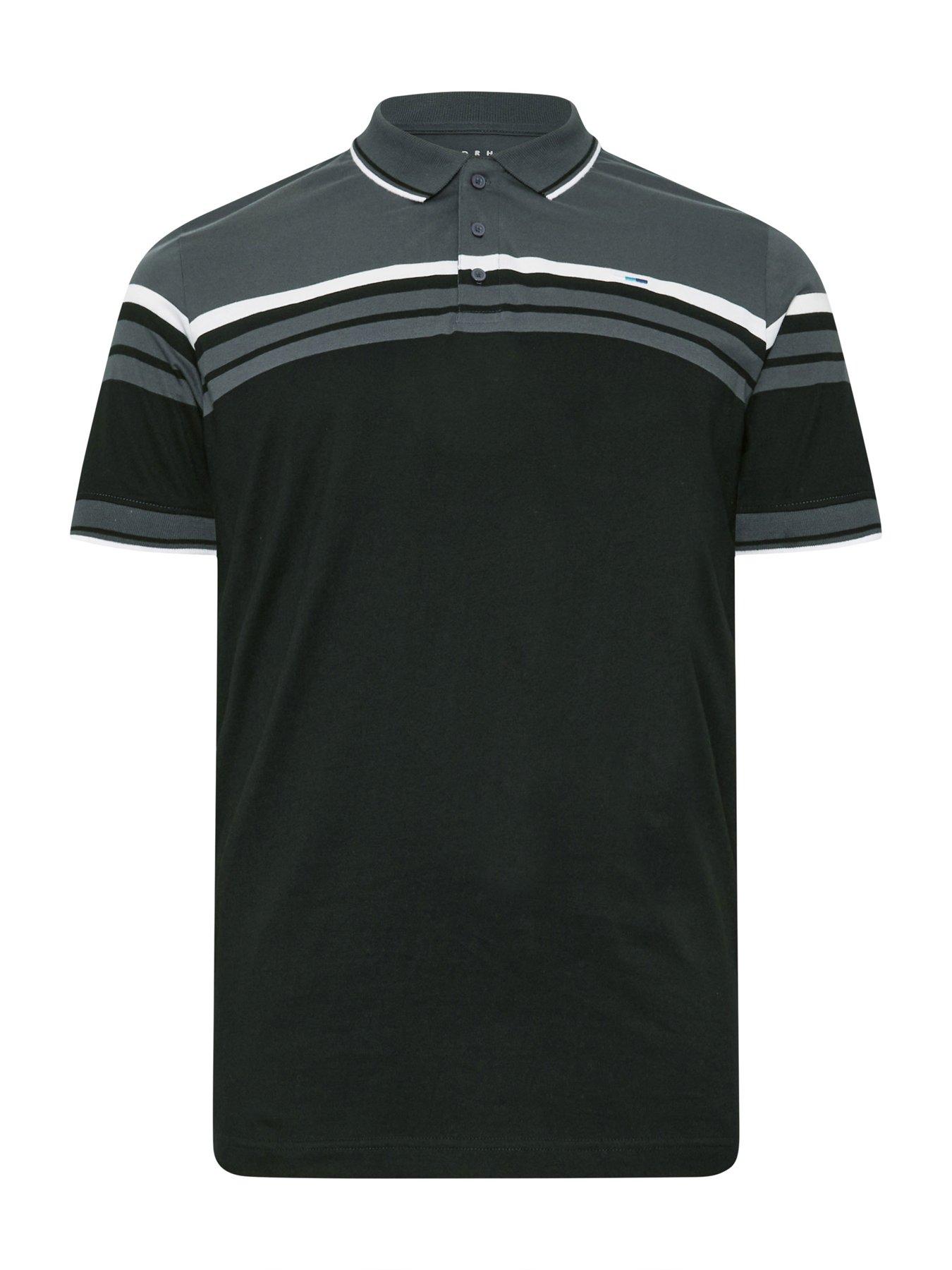  image of badrhino-big-amp-tall-stripe-jersey-polo-shirt-grey