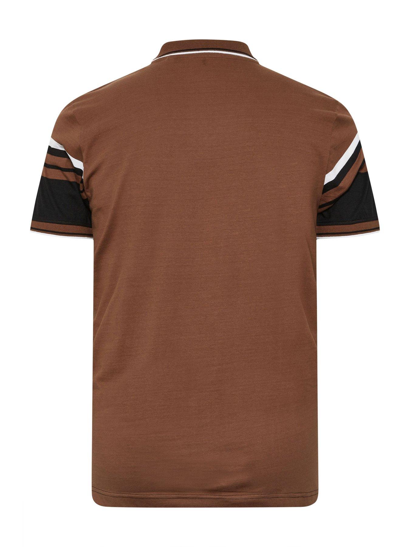  image of badrhino-big-amp-tall-stripe-jersey-polo-shirt-brown