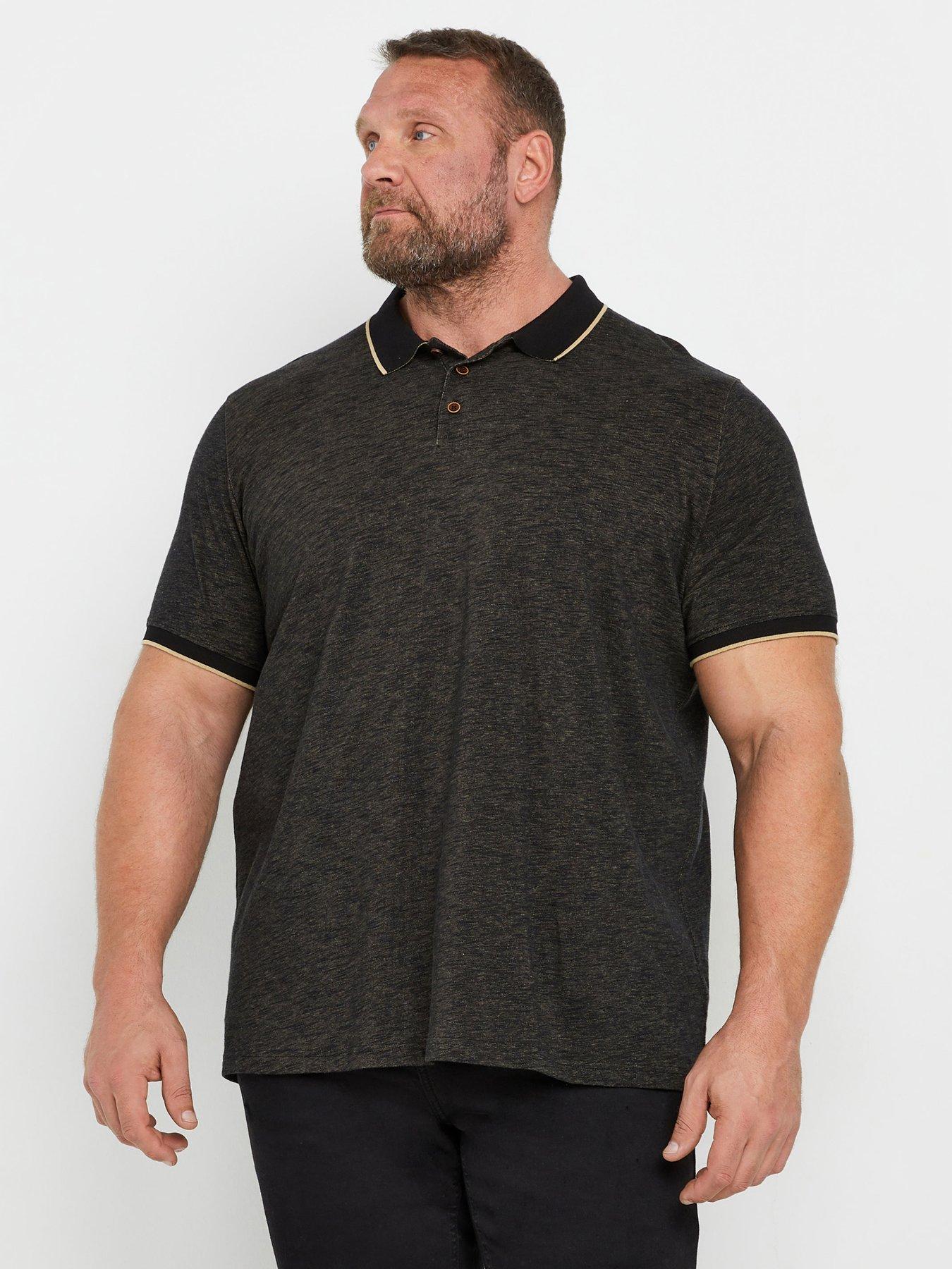 undefined Big  &  Tall Textured Tipped Polo Shirt - Black