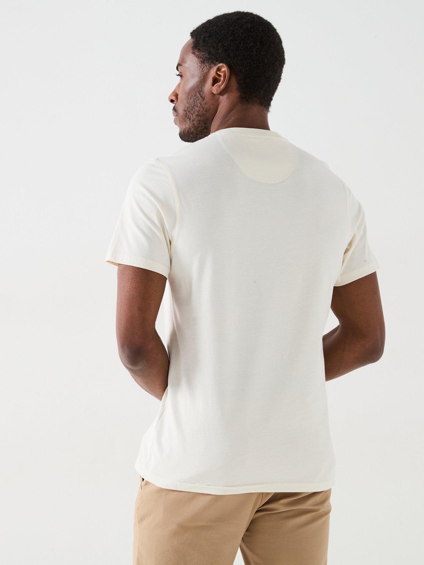  image of barbour-kilnwick-tartan-logo-short-sleeve-t-shirt-off-white