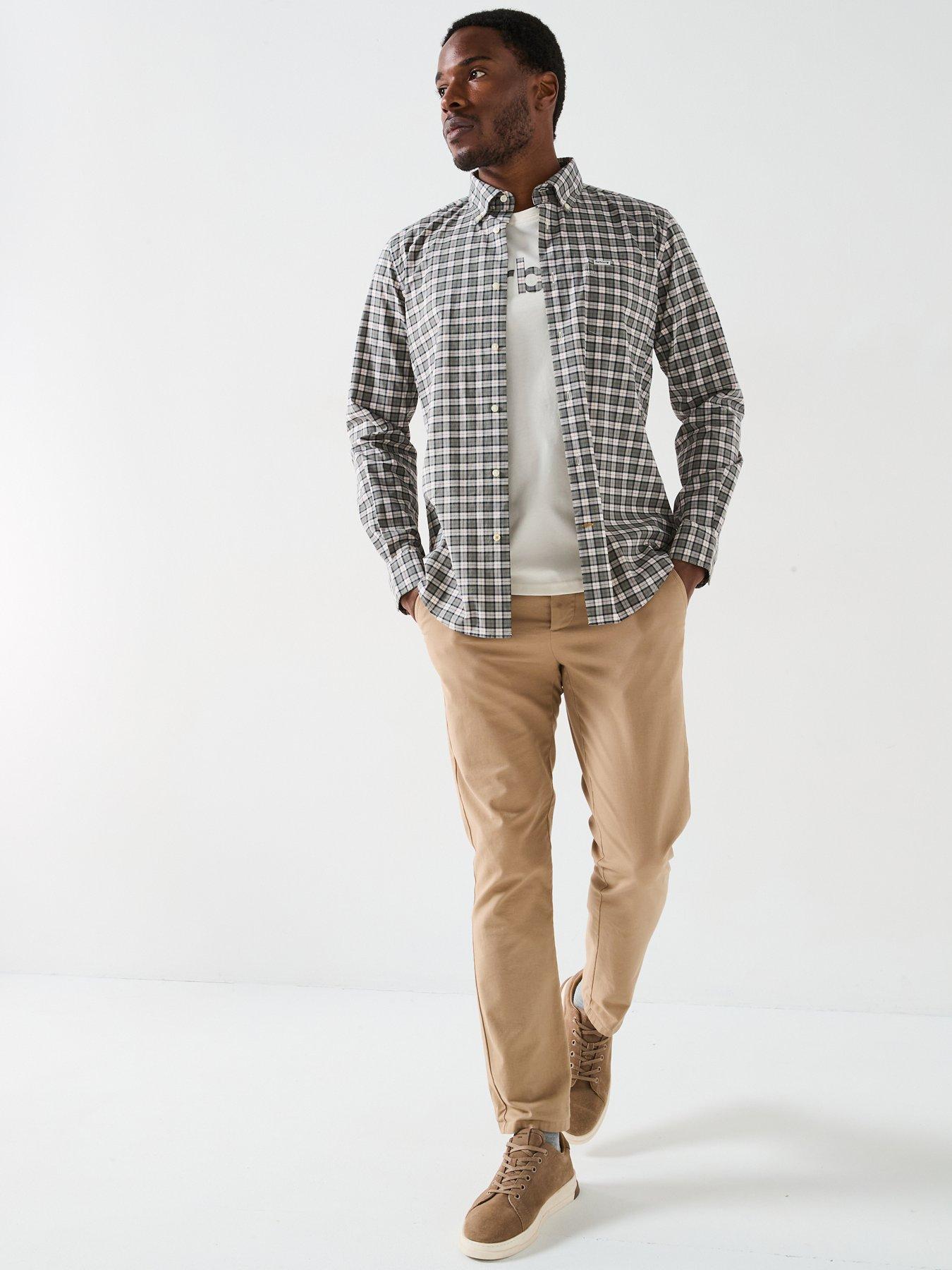  image of barbour-kilnwick-tartan-logo-short-sleeve-t-shirt-off-white