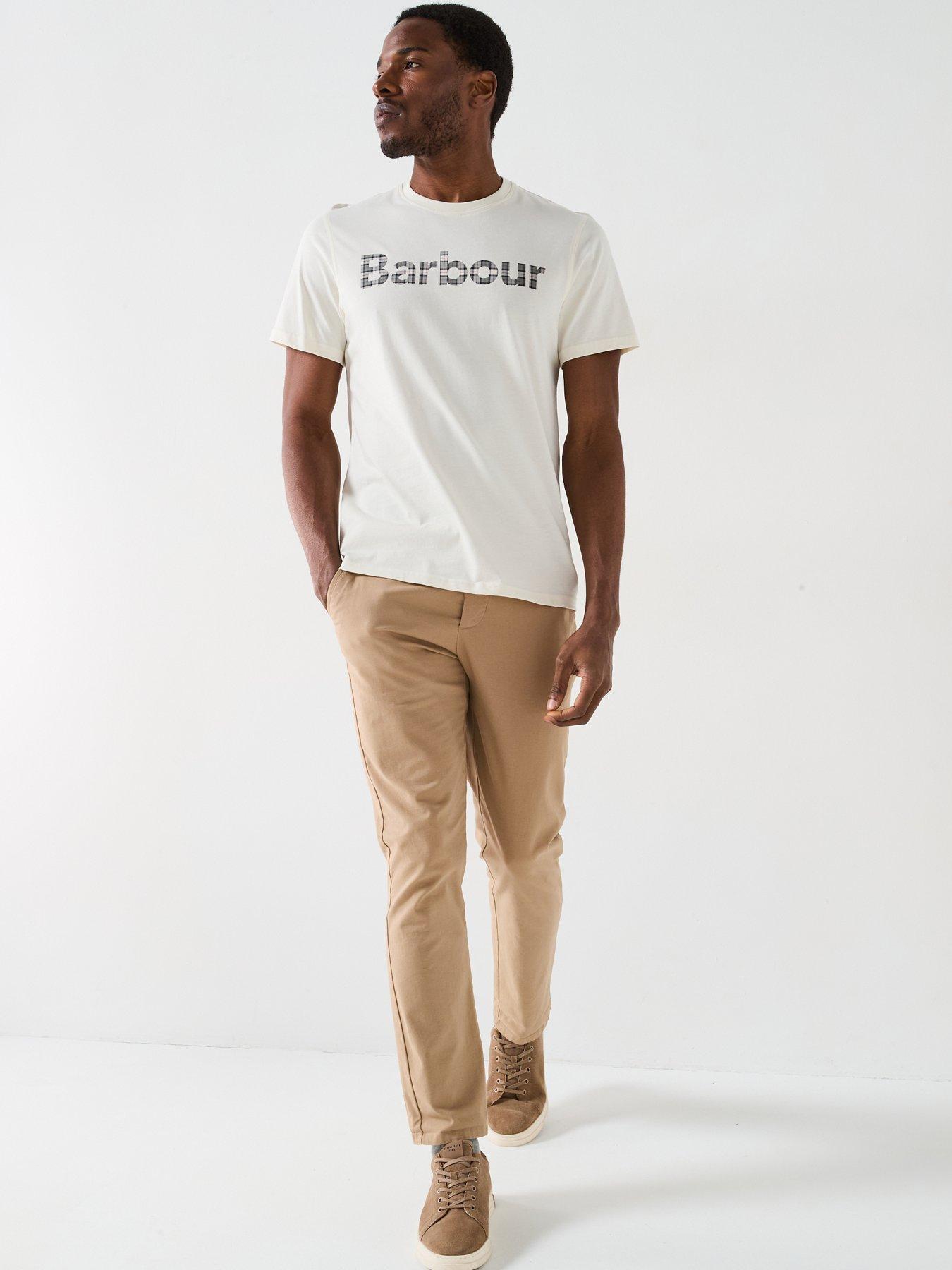  image of barbour-kilnwick-tartan-logo-short-sleeve-t-shirt-off-white