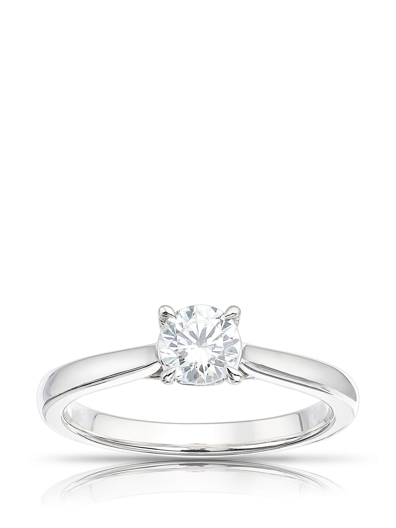 undefined Diamond Engagement Ring.18ct White Gold 0.50ct Diamond Round Cut Four Claw Solitaire Ring
