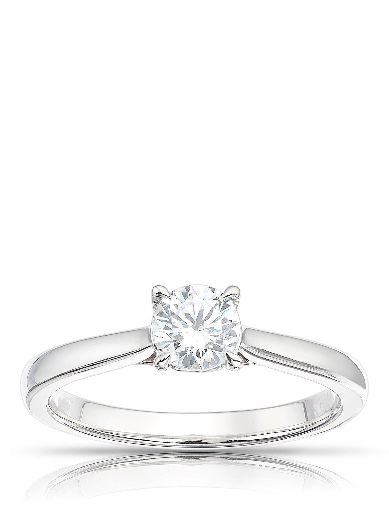 Ernest Jones Diamond Engagement Ring.18ct White Gold 0.50ct Diamond Round Cut Four Claw Solitaire Ring