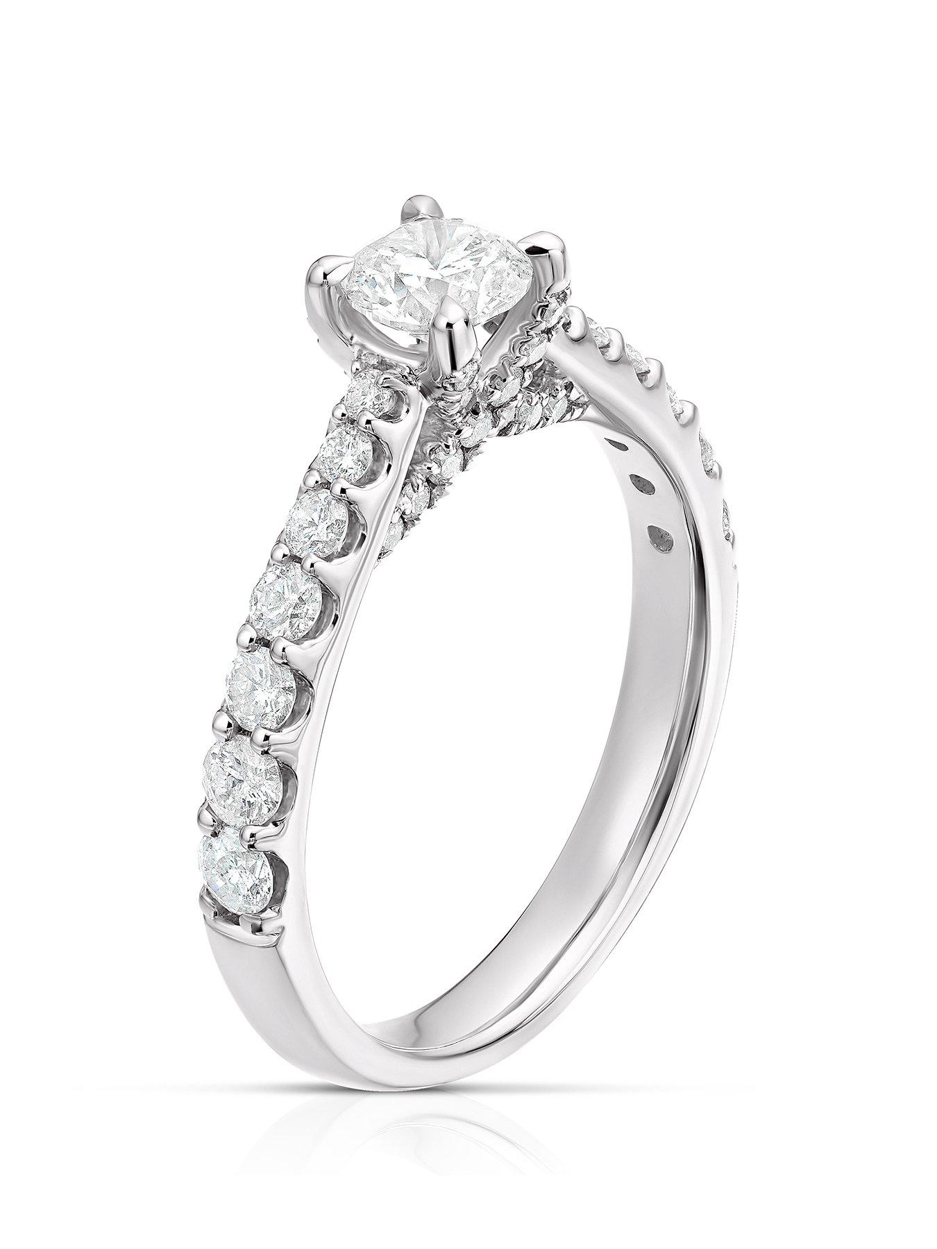 Image 2 of 5 of Ernest Jones Platinum 1ct Diamond Engagement Ring. Round Cut Four Claw Solitaire Ring